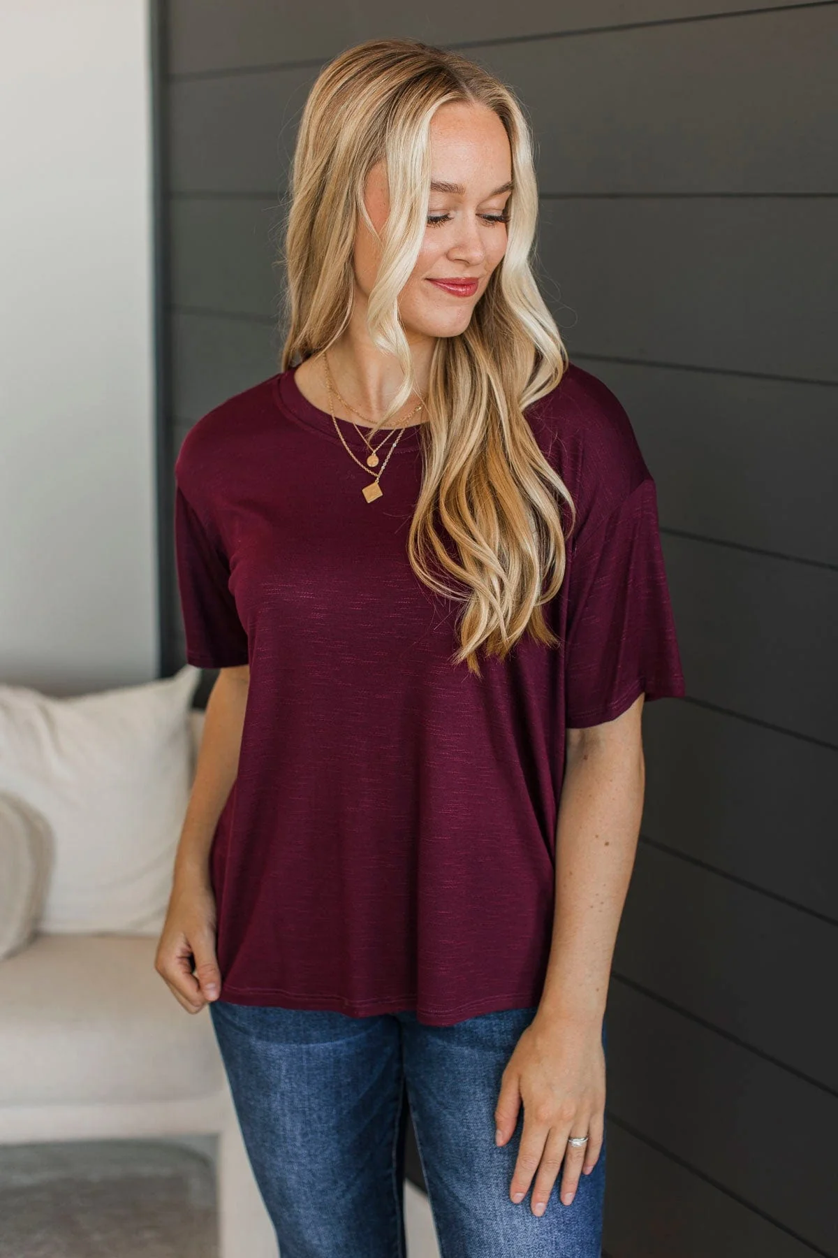 Tearing Down Boundaries Knit Top- Burgundy - Image 4