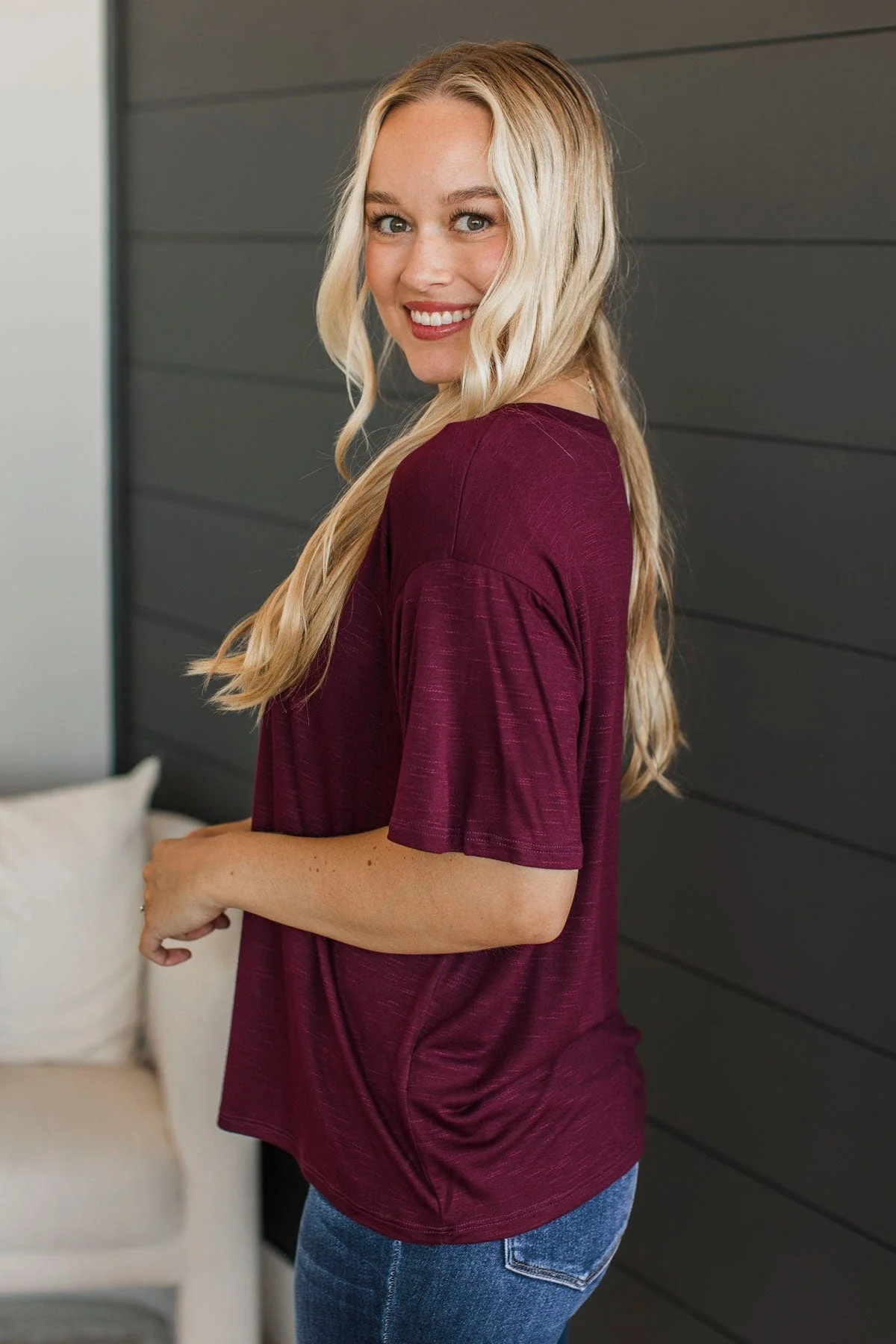 Tearing Down Boundaries Knit Top- Burgundy - Image 7