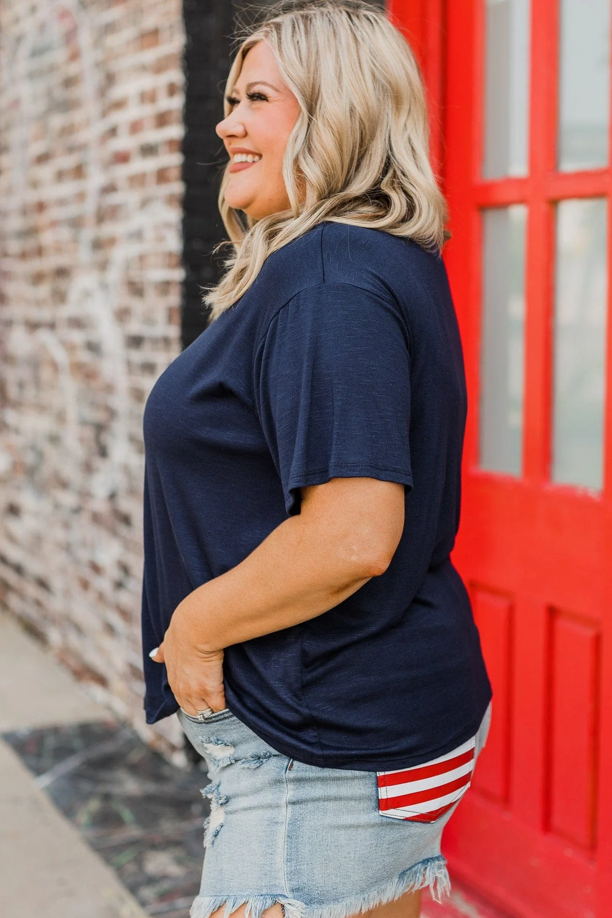 Tearing Down Boundaries Knit Top- Navy - Image 7