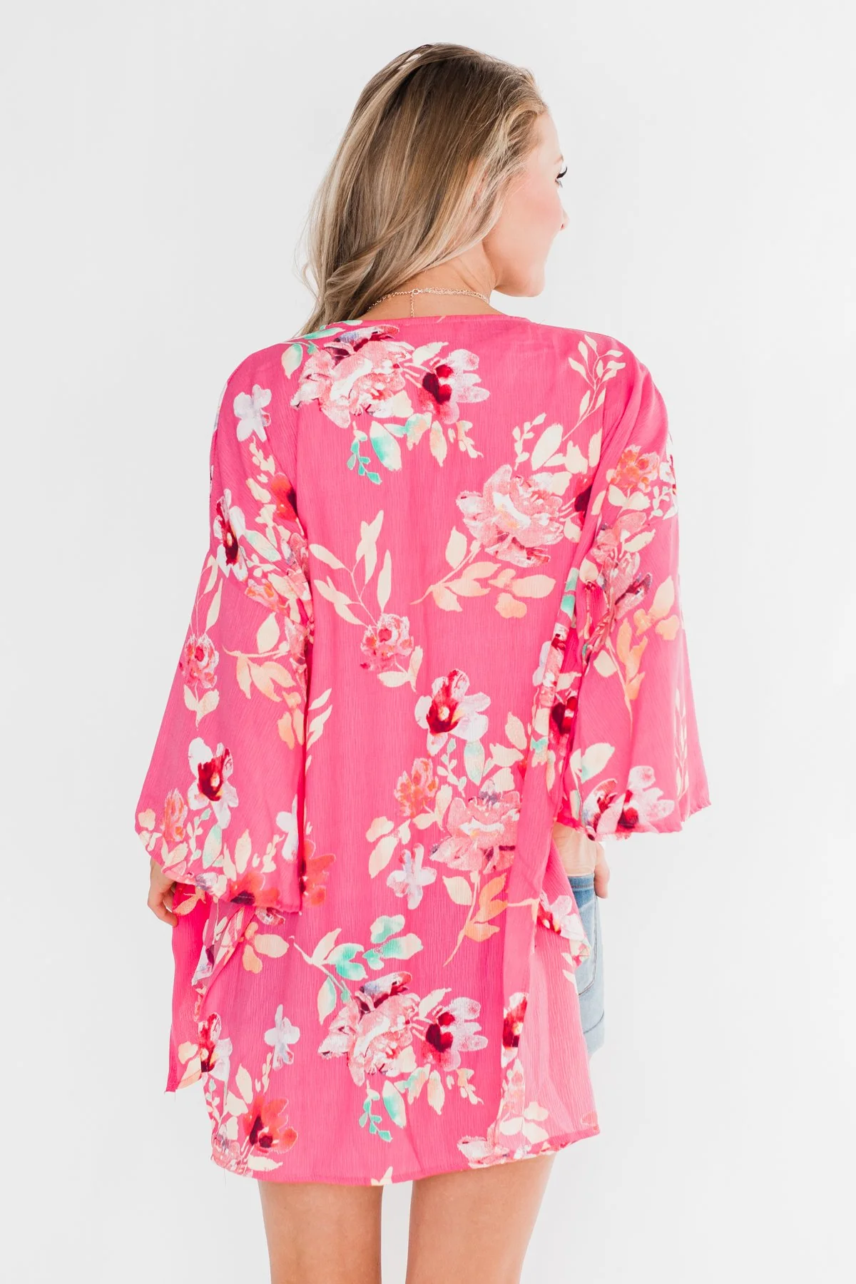 Tell Me About It Floral Kimono- Deep Pink - Image 8