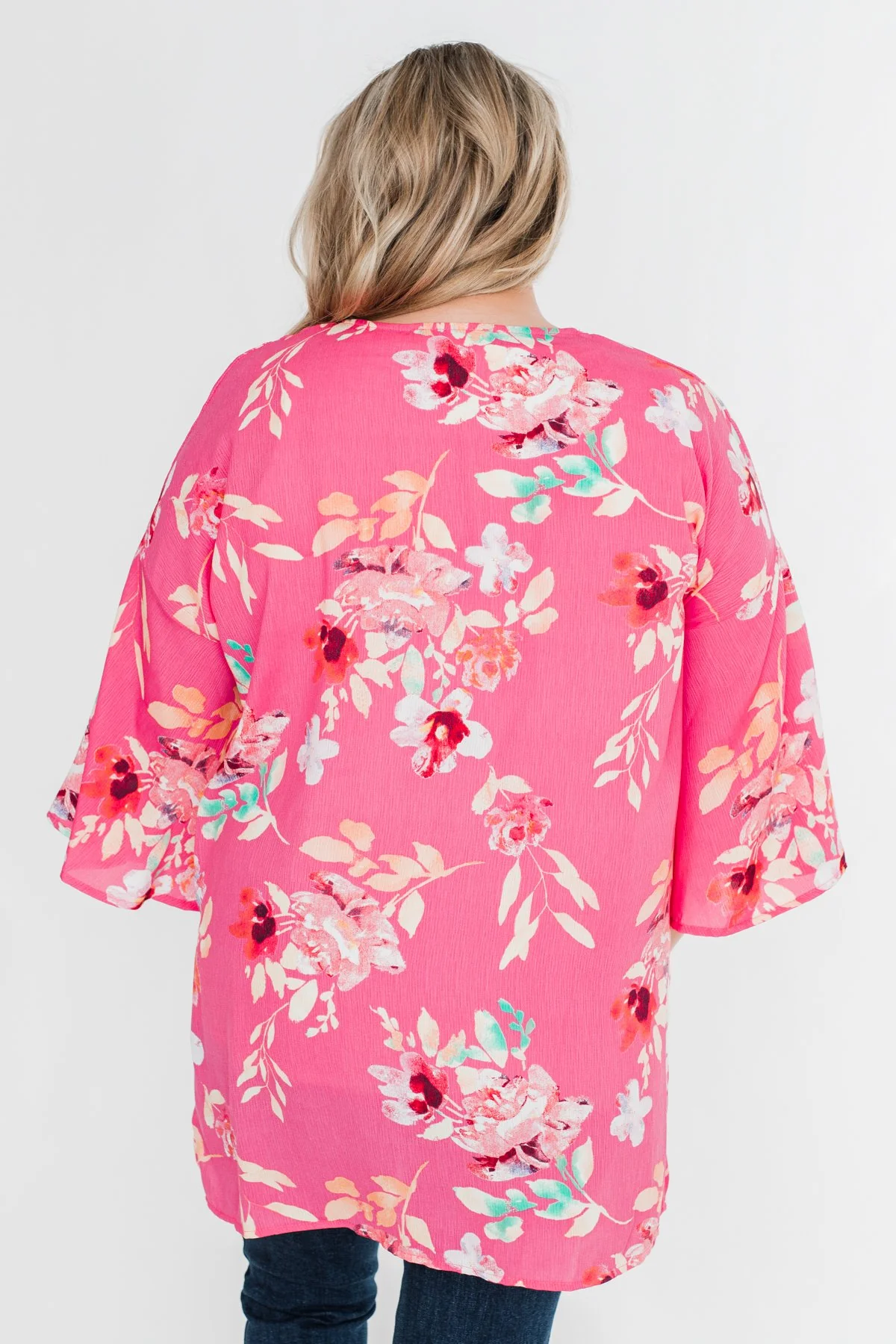 Tell Me About It Floral Kimono- Deep Pink - Image 9
