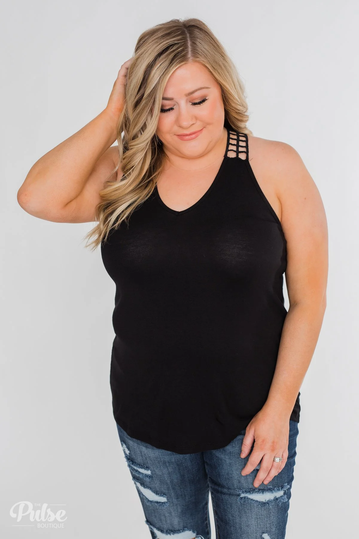Tell Me Again Crochet Knit Tank Top- Black - Image 11