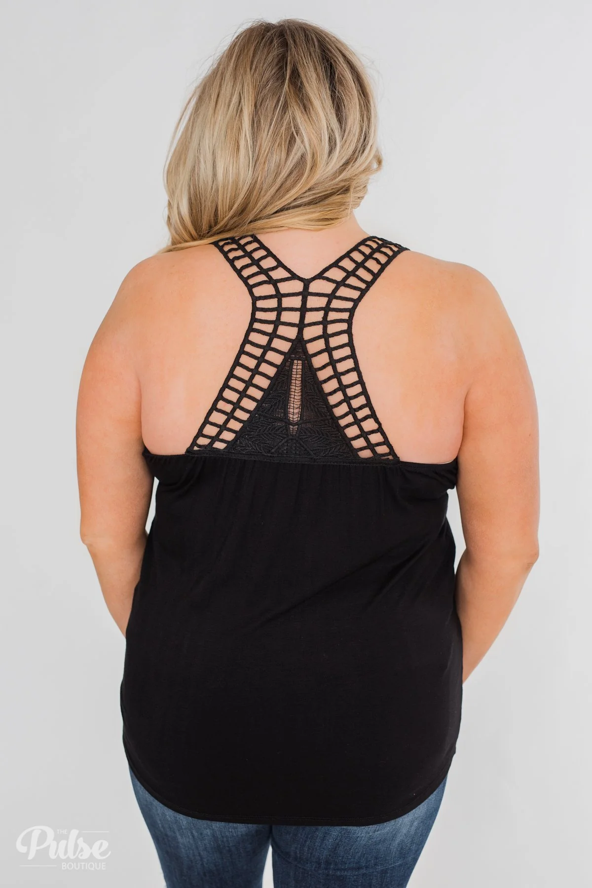 Tell Me Again Crochet Knit Tank Top- Black - Image 16