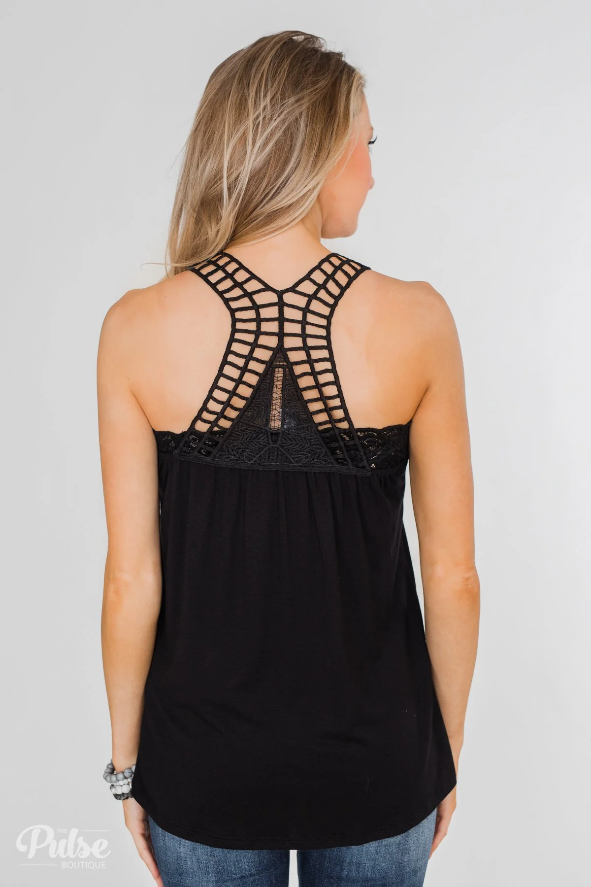 Tell Me Again Crochet Knit Tank Top- Black - Image 19