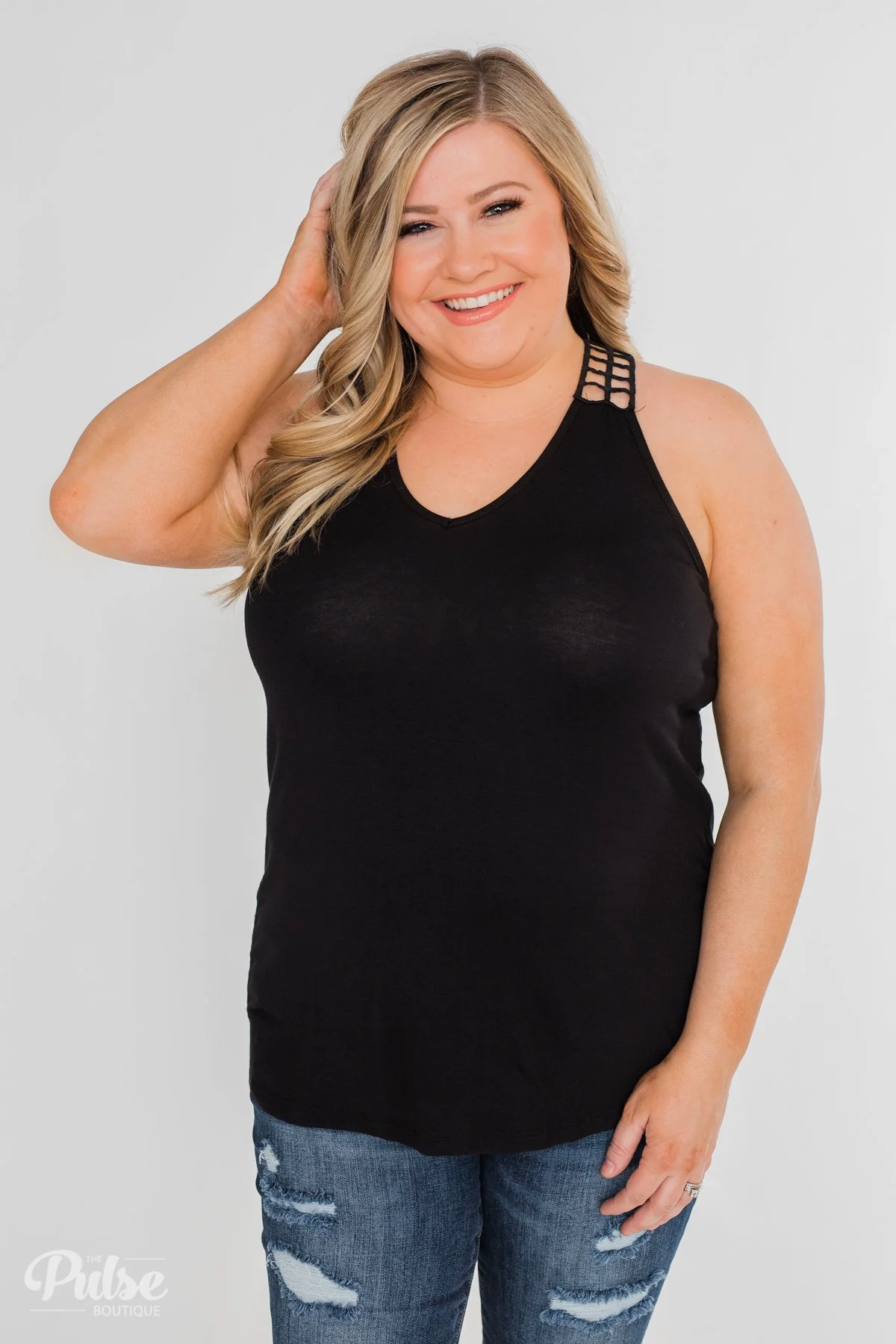 Tell Me Again Crochet Knit Tank Top- Black - Image 6