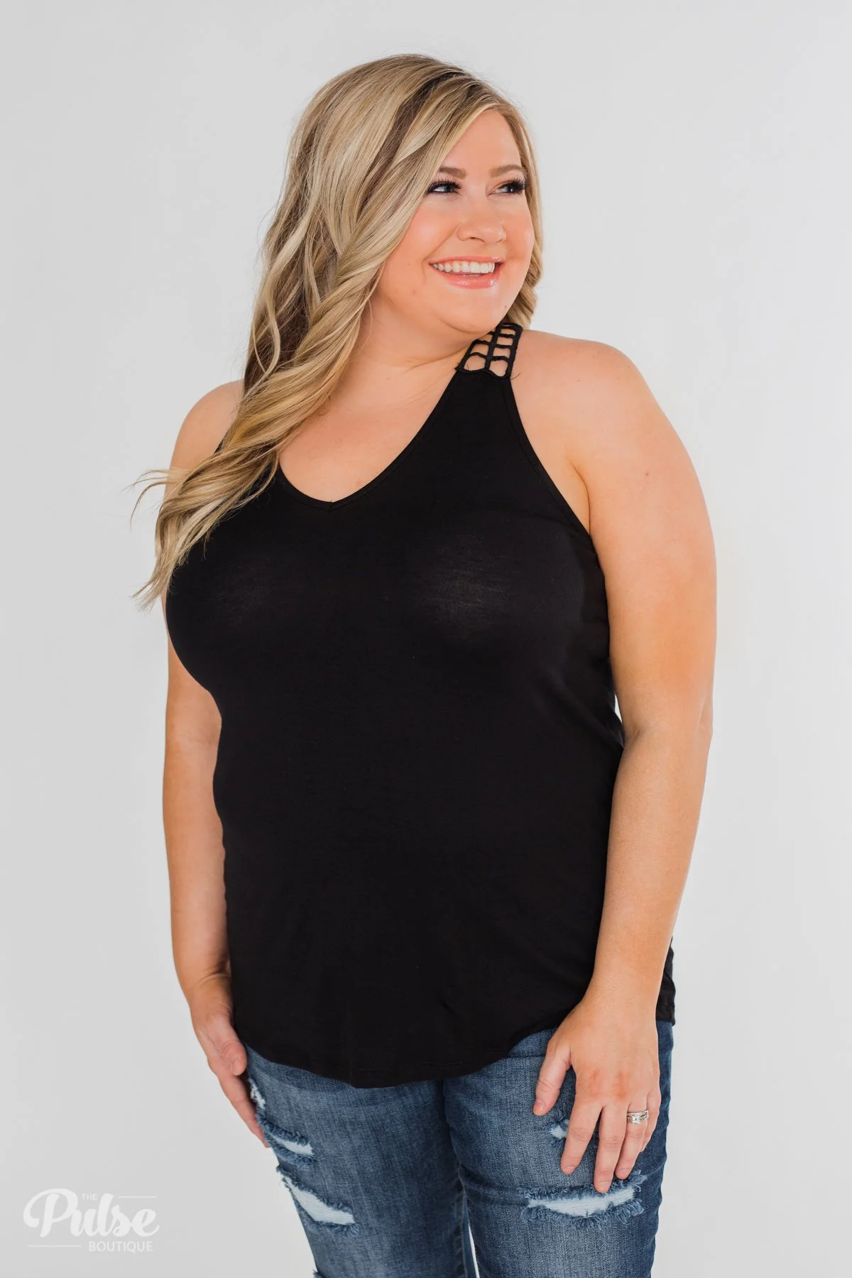 Tell Me Again Crochet Knit Tank Top- Black - Image 9