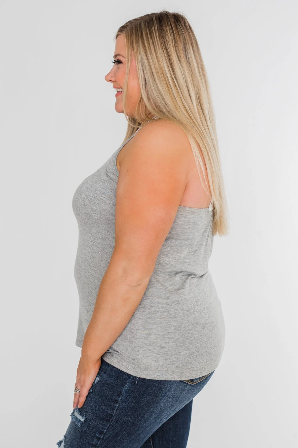 Tell Me Again Crochet Knit Tank Top- Heather Grey - Image 10