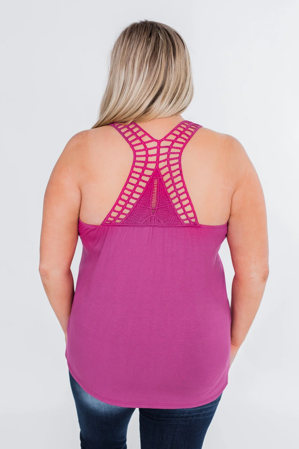 Tell Me Again Crochet Knit Tank Top- Magenta - Image 10