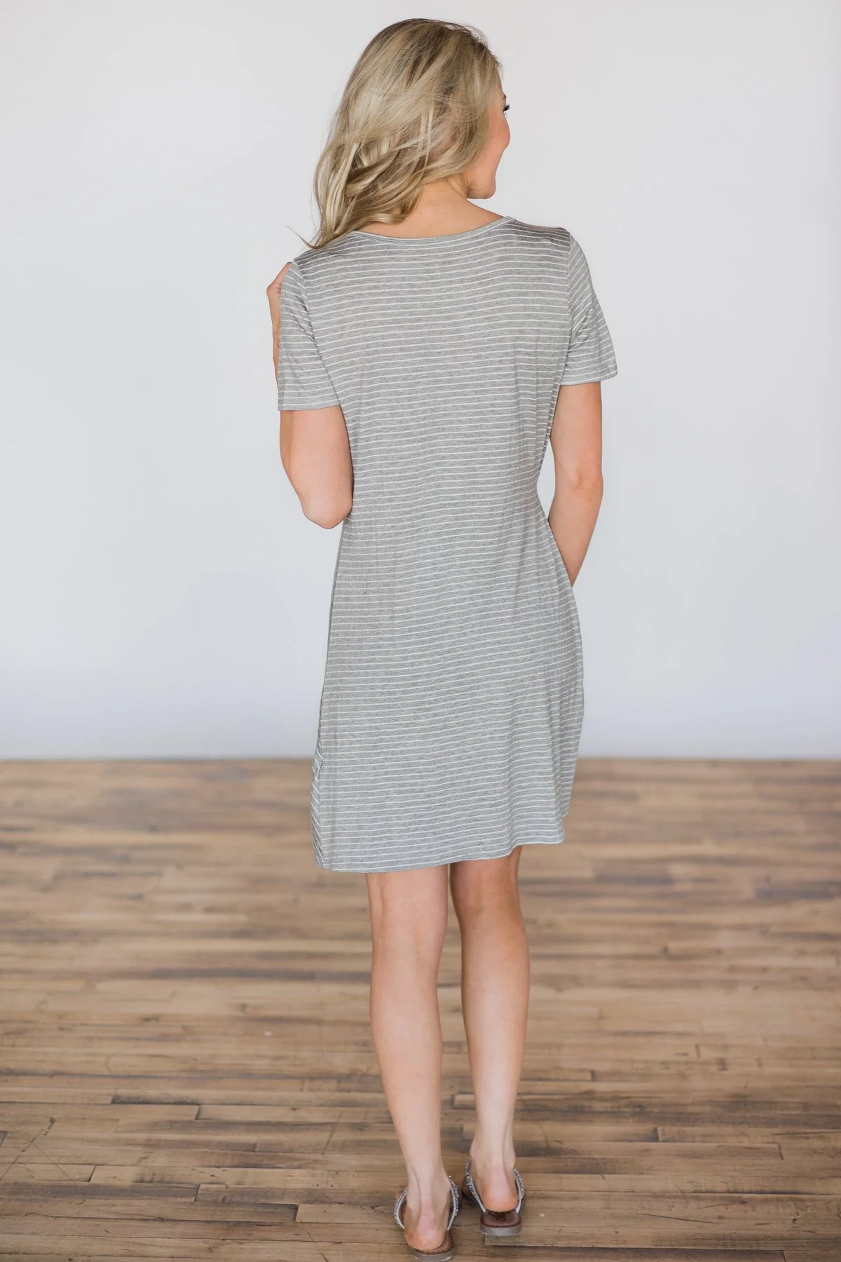 Tell Me Again Grey Striped Dress - Image 4