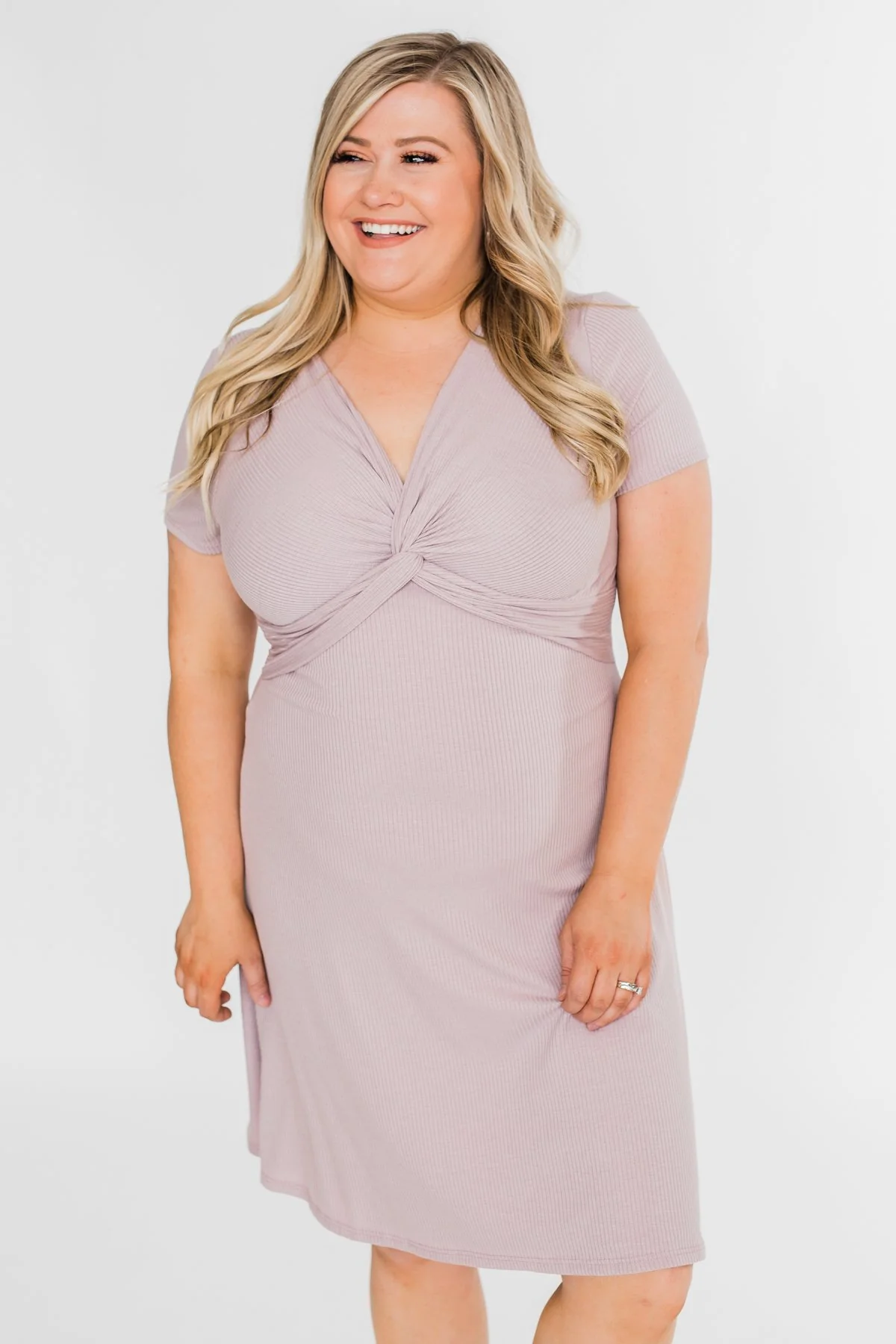 Tell Me More Front Knot Dress- Mauve - Image 2