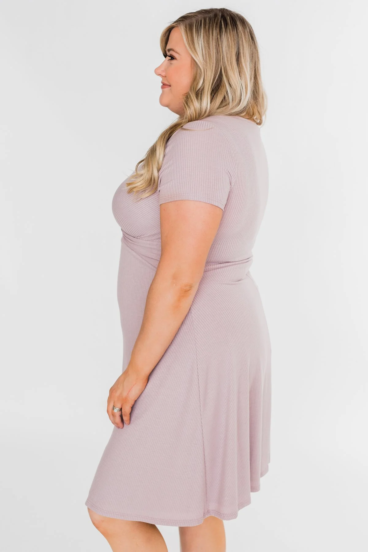 Tell Me More Front Knot Dress- Mauve - Image 5