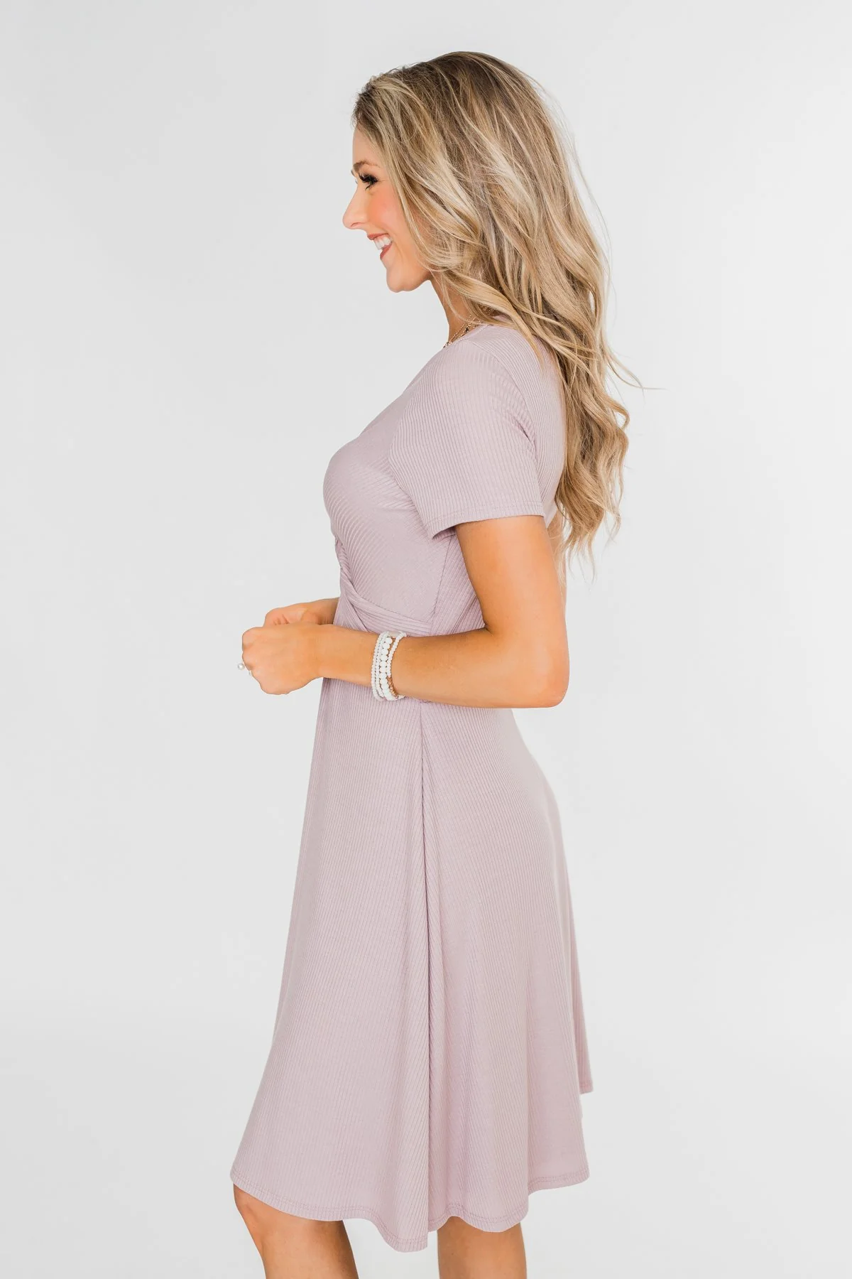 Tell Me More Front Knot Dress- Mauve - Image 8