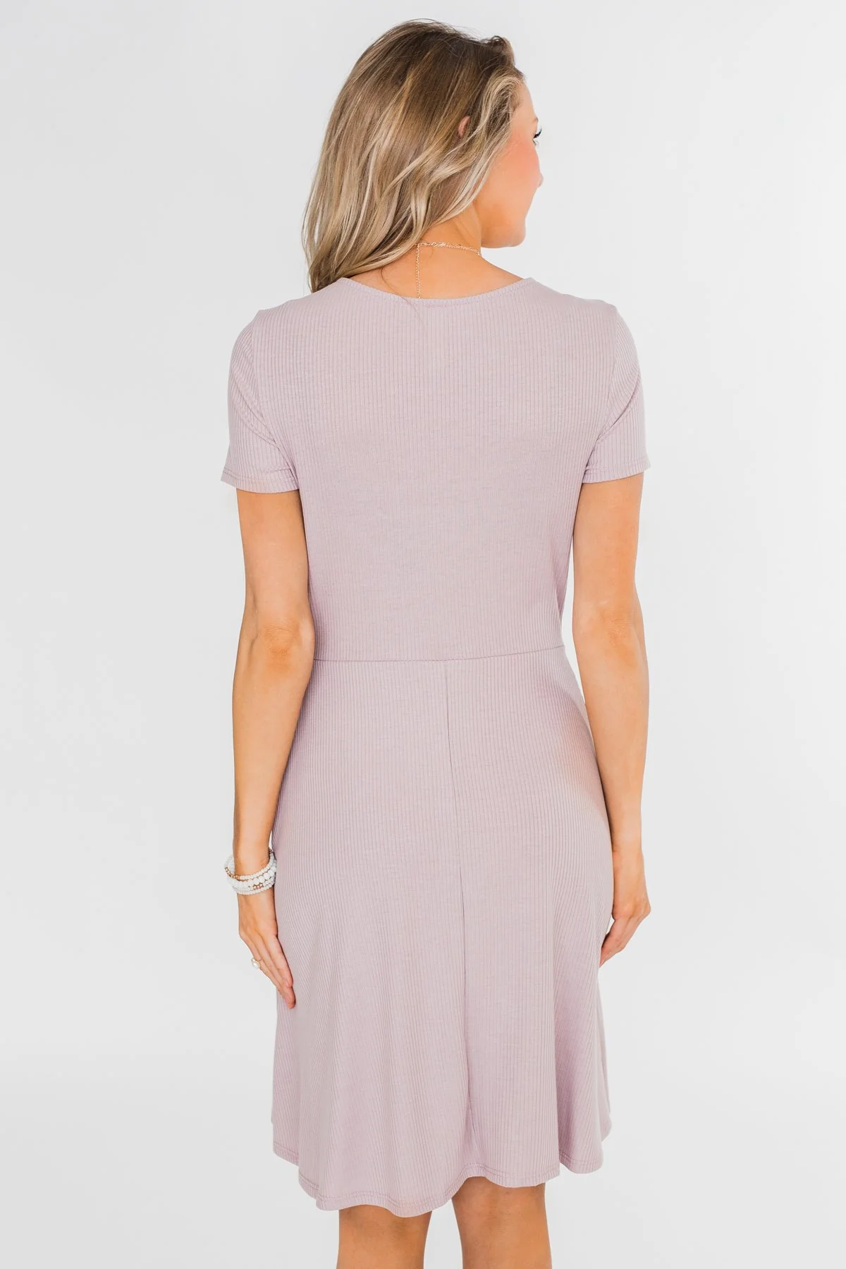 Tell Me More Front Knot Dress- Mauve - Image 9
