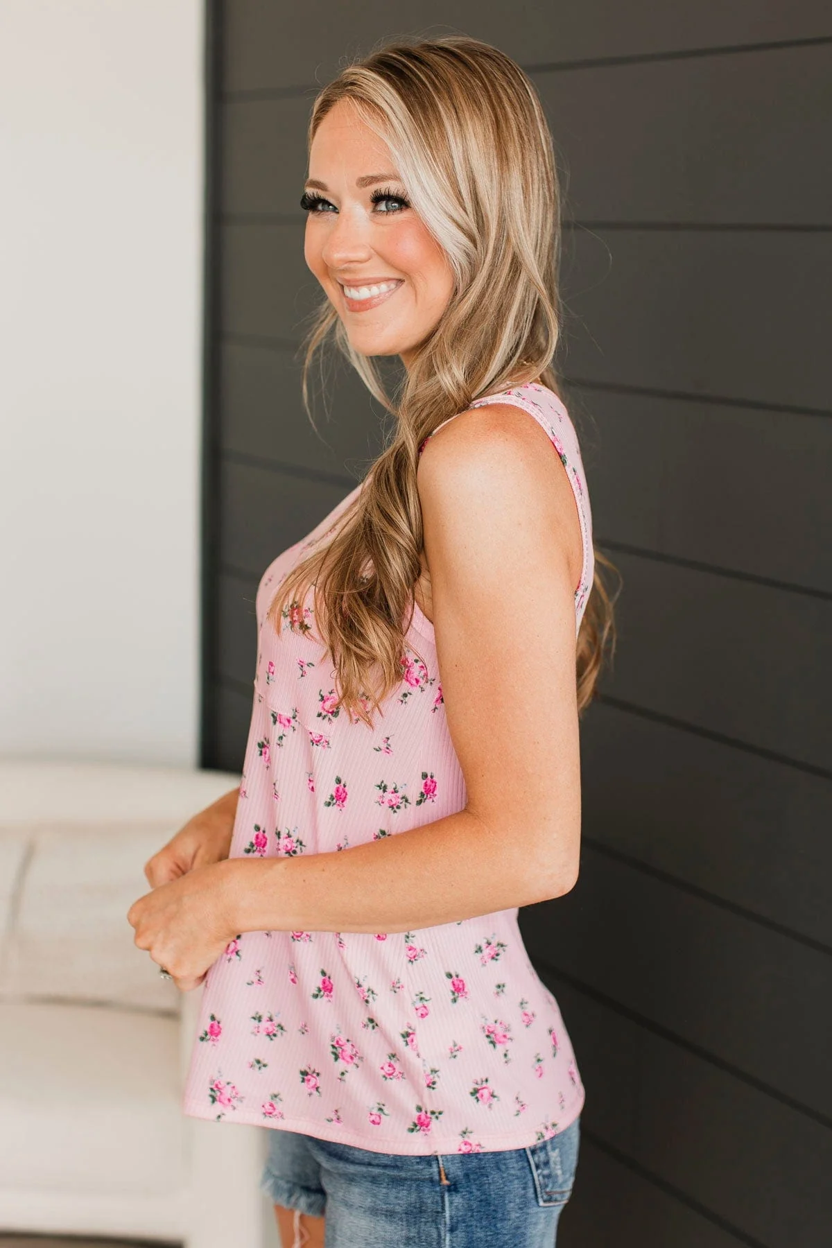 Tell Me You Care Floral Tank Top- Pink - Image 5
