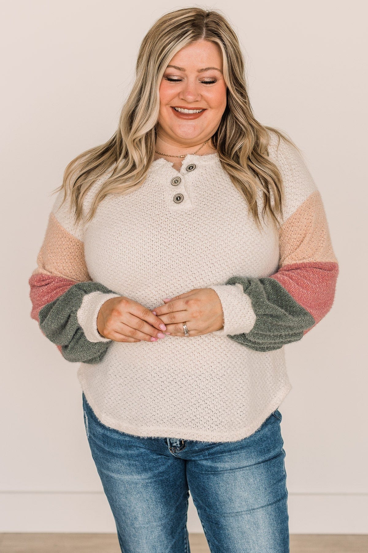 Tell Your Story Button Knit Top- Cream - Image 3