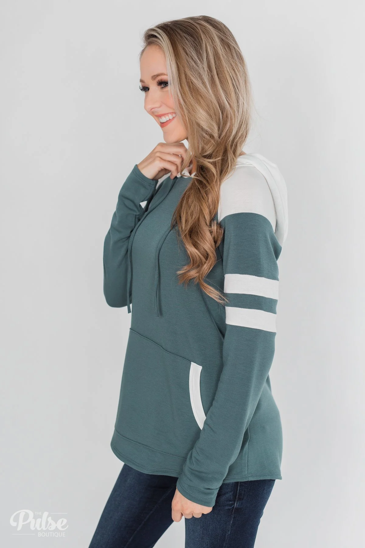 Tempting in Teal Lightweight Hoodie - Dark Teal - Image 7