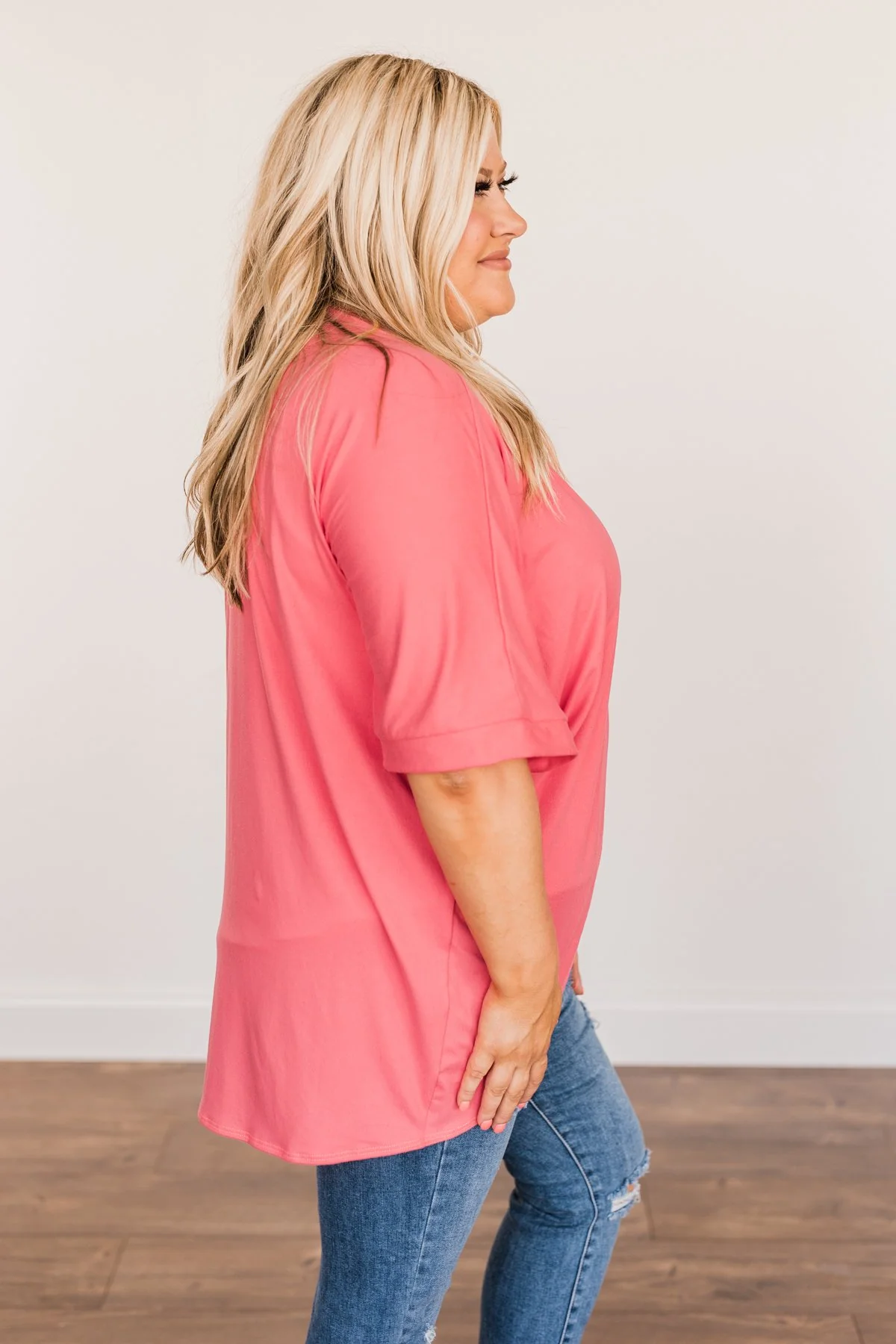 Tender Moments Short Sleeve Kimono- Deep Coral - Image 13