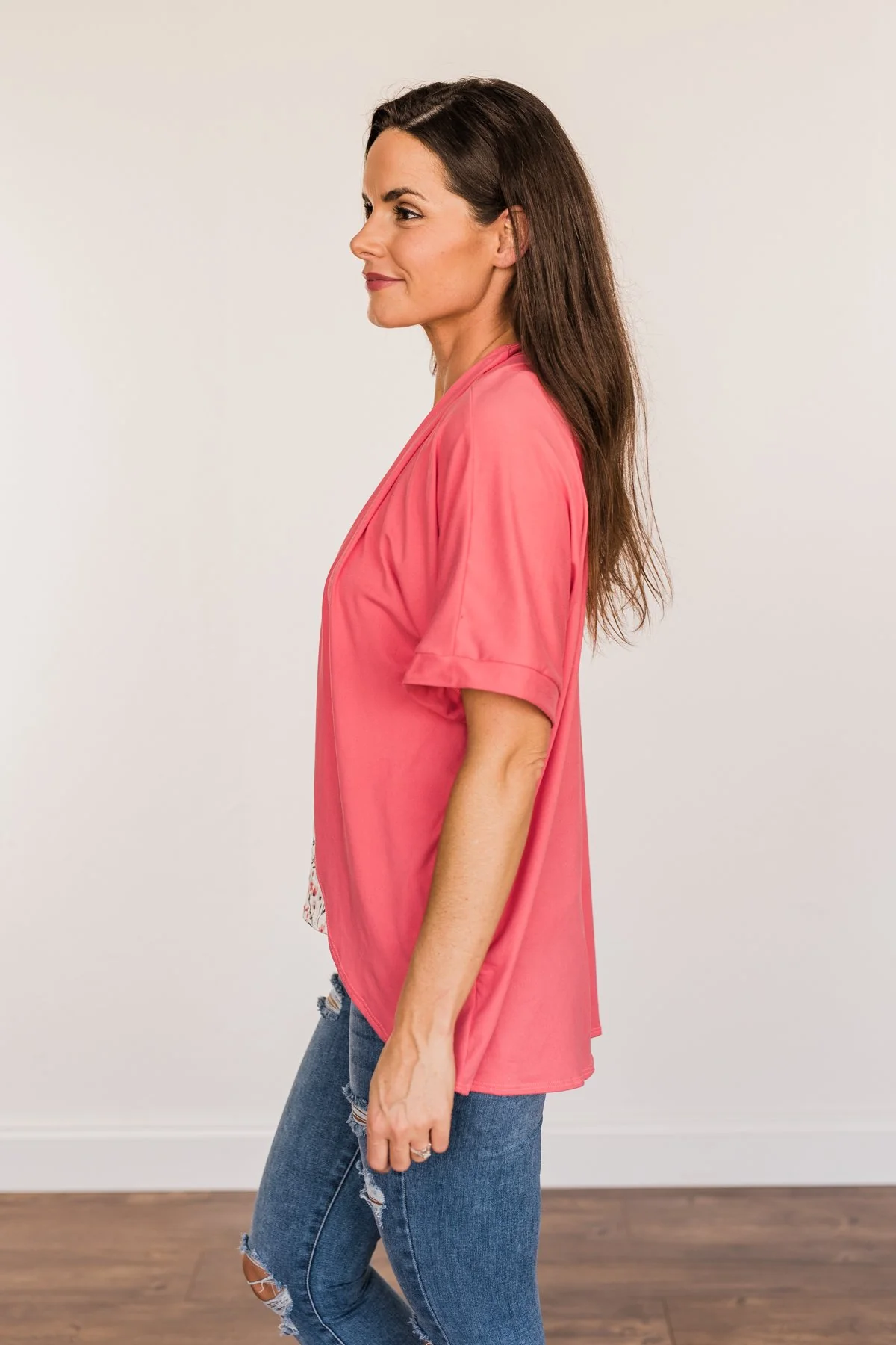 Tender Moments Short Sleeve Kimono- Deep Coral - Image 15