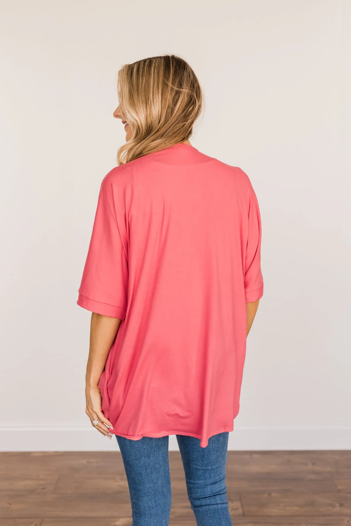 Tender Moments Short Sleeve Kimono- Deep Coral - Image 16