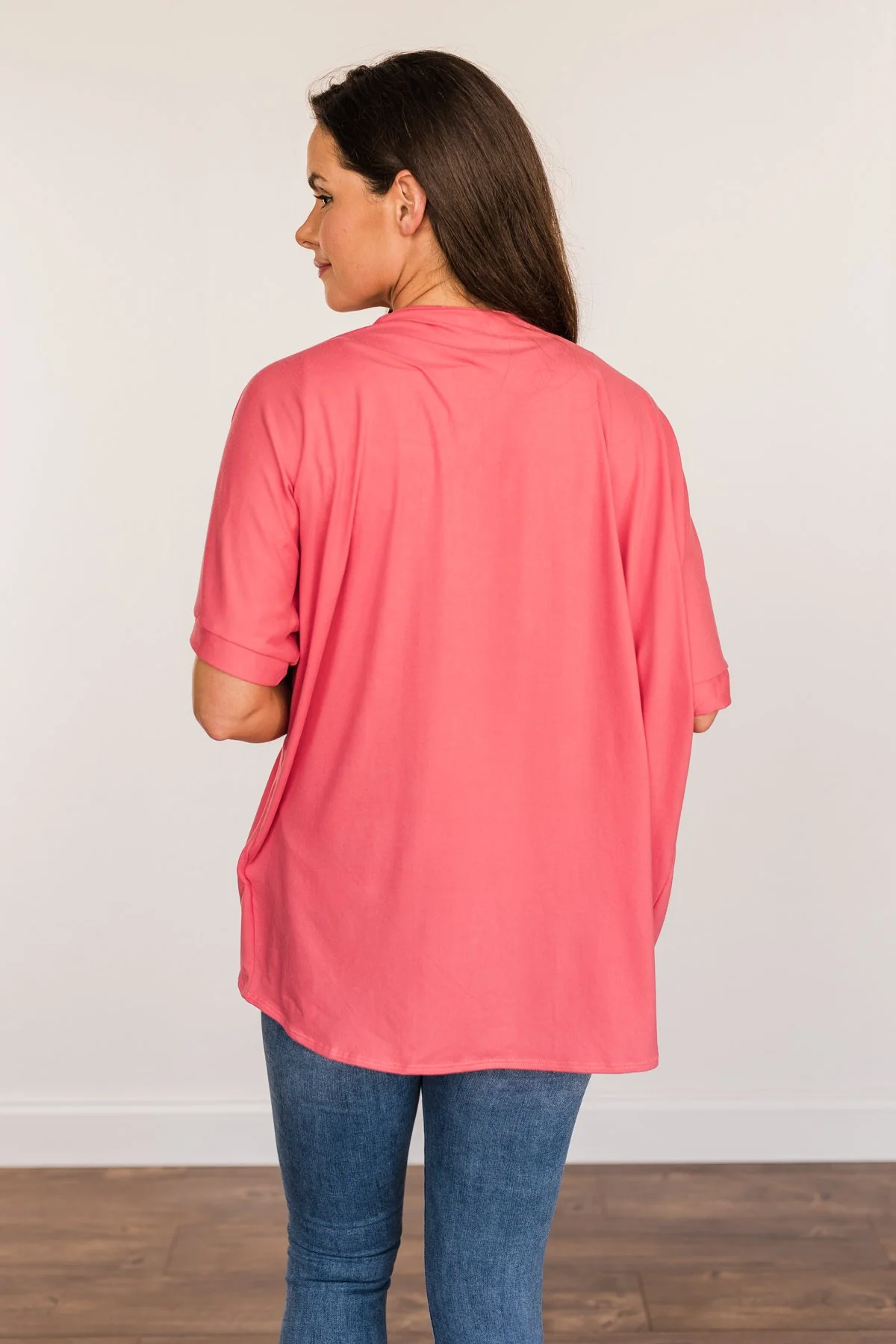 Tender Moments Short Sleeve Kimono- Deep Coral - Image 17