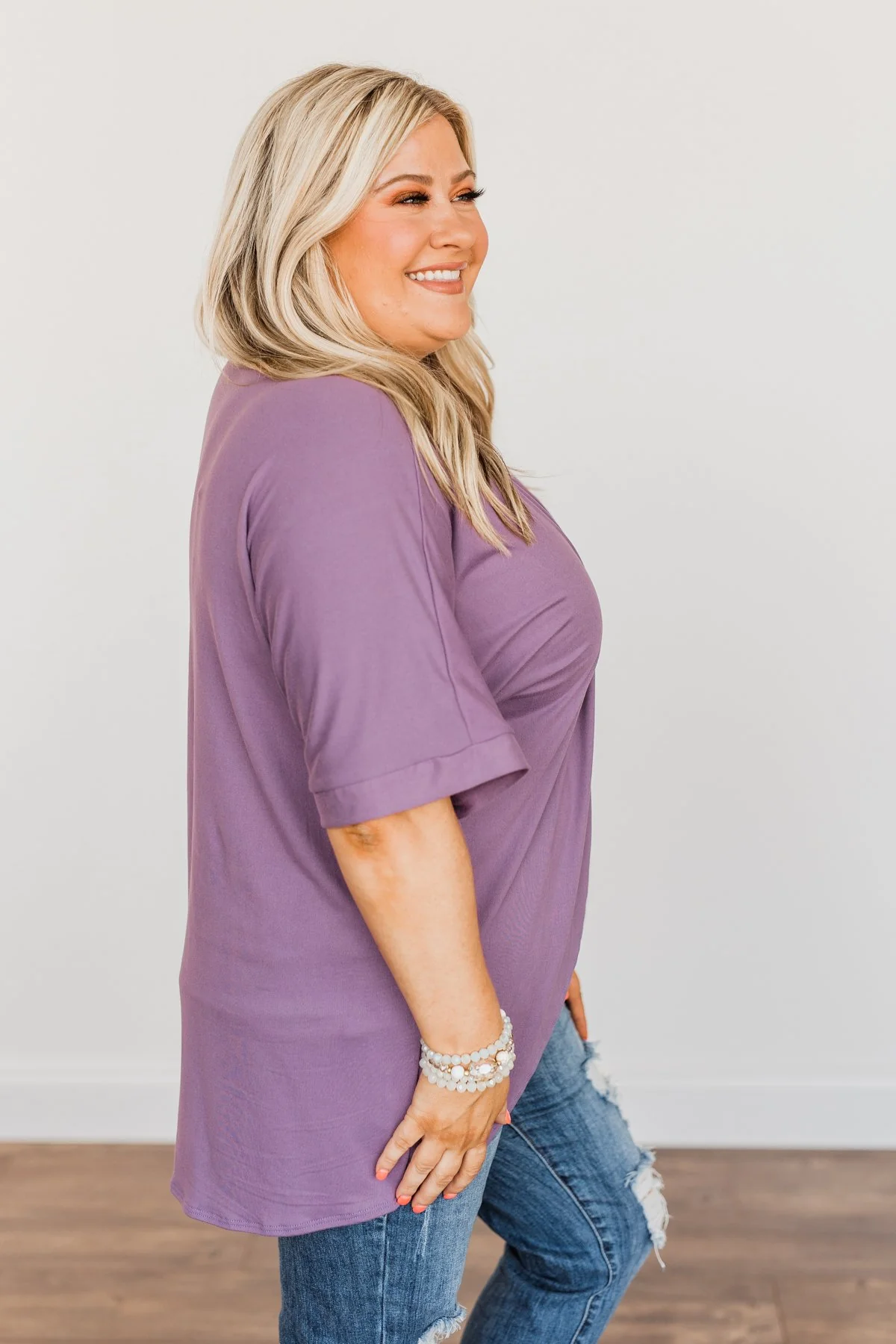 Tender Moments Short Sleeve Kimono- Purple - Image 9