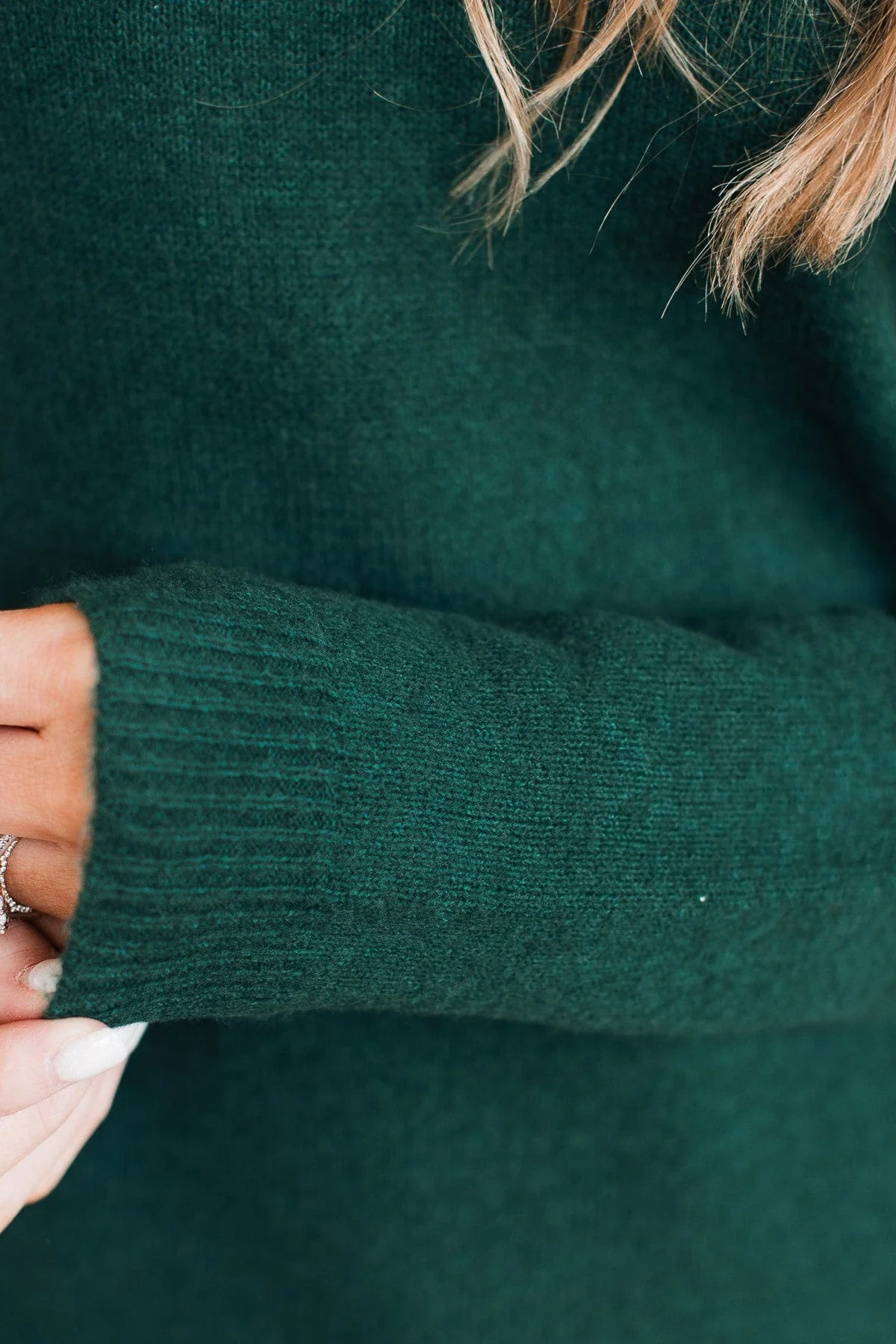 Tender Thoughts Knit Sweater- Forest Green - Image 3