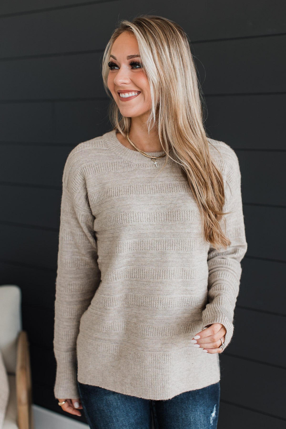 Test Of Time Knit Sweater- Oatmeal - Image 5