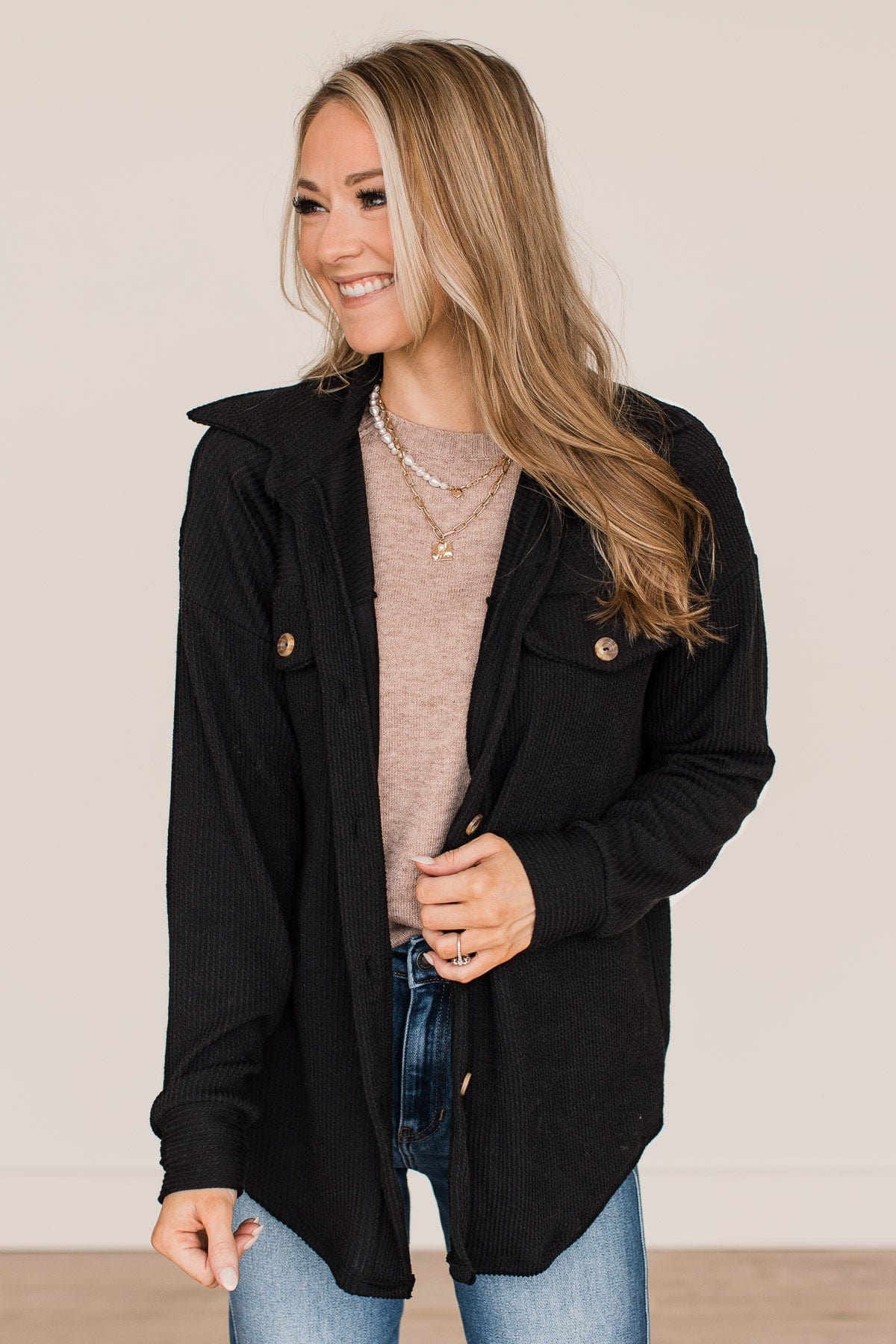 Thankful For Today Button Top- Black - Image 3