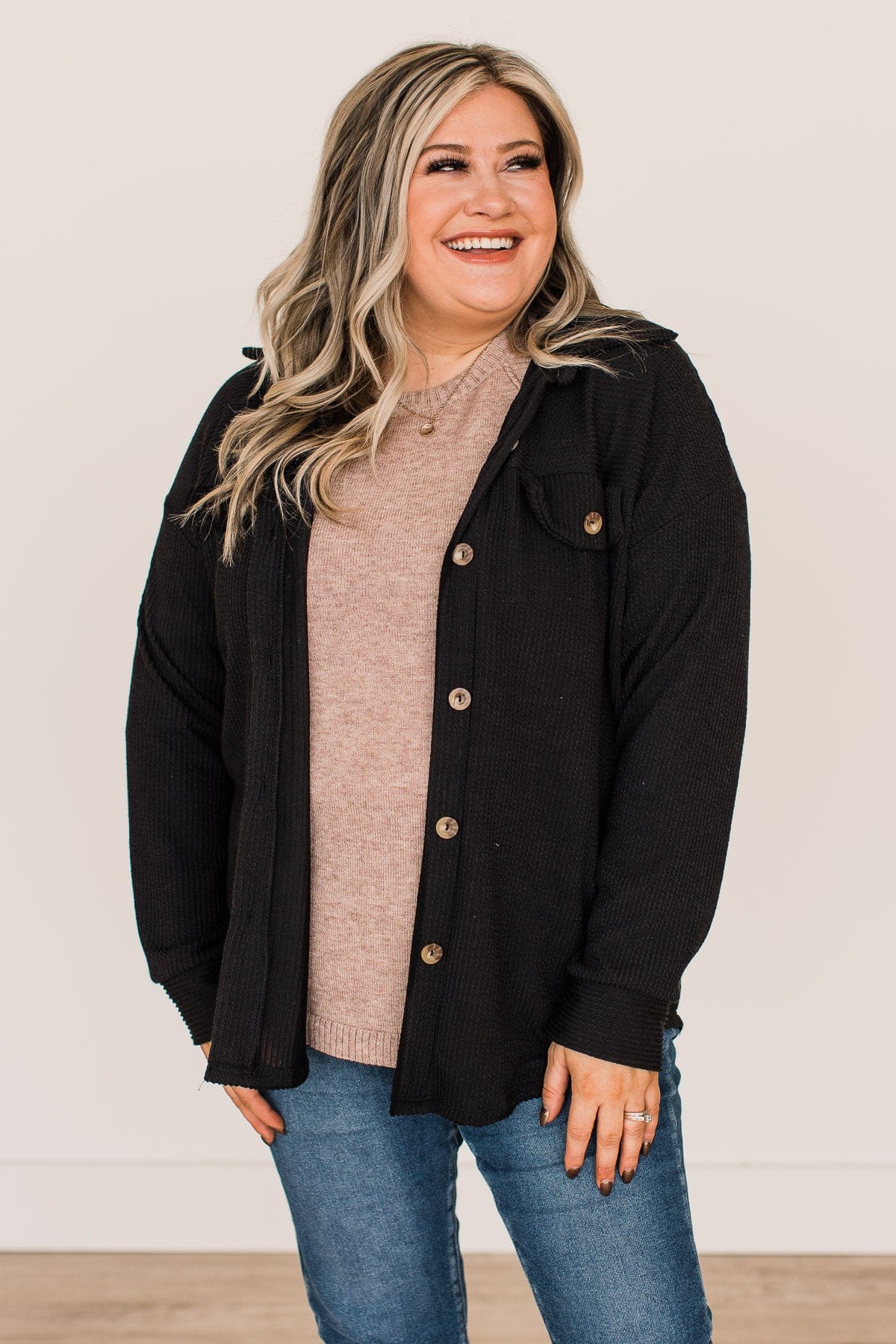 Thankful For Today Button Top- Black - Image 4
