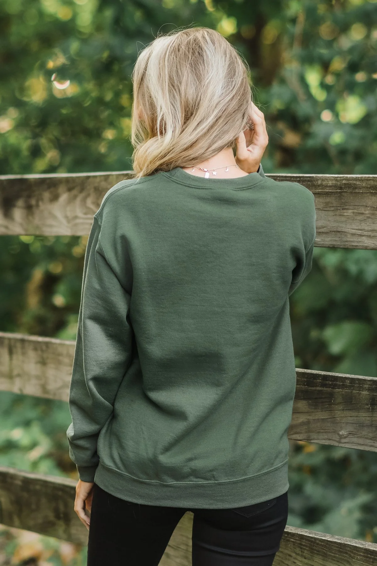 "Thankful" Graphic Pullover- Army Green - Image 4