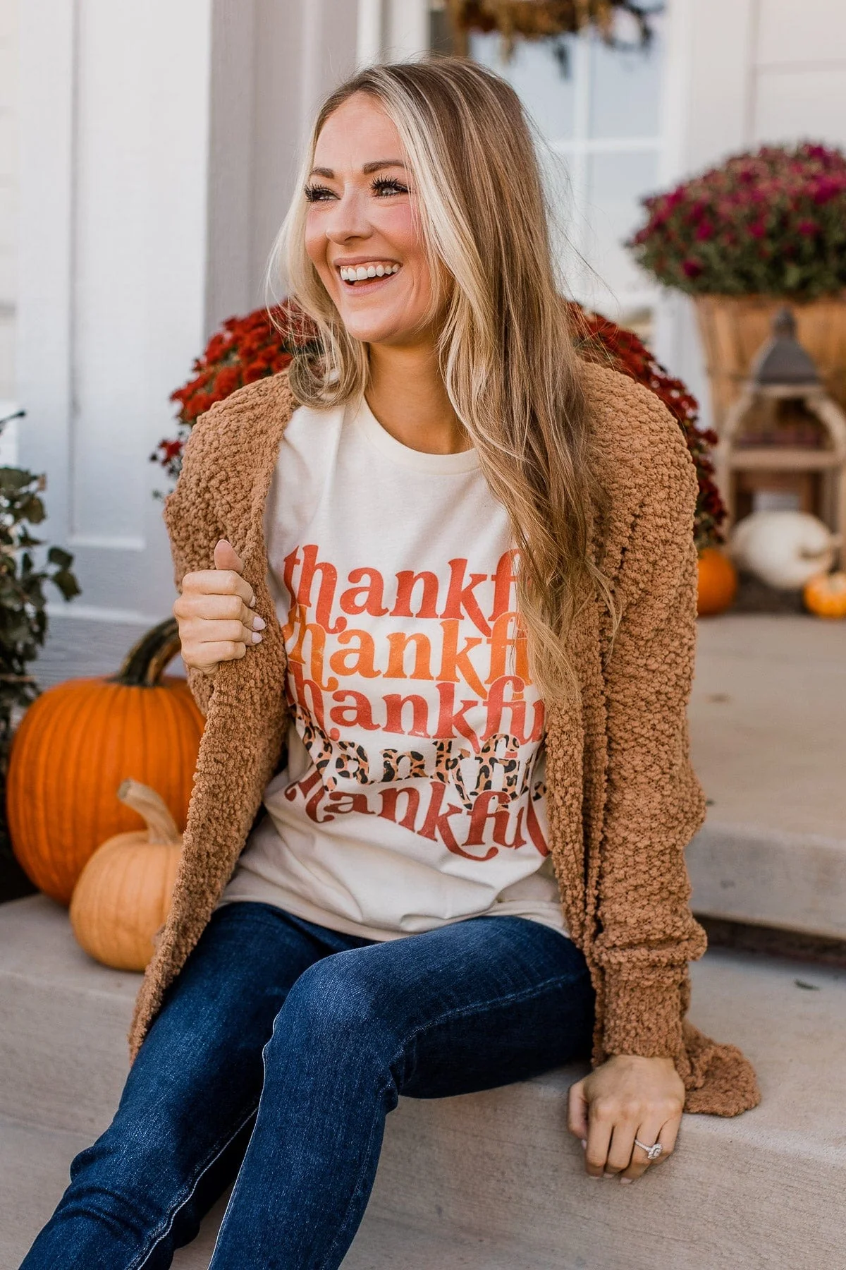 "Thankful" Graphic Tee- Cream - Image 2