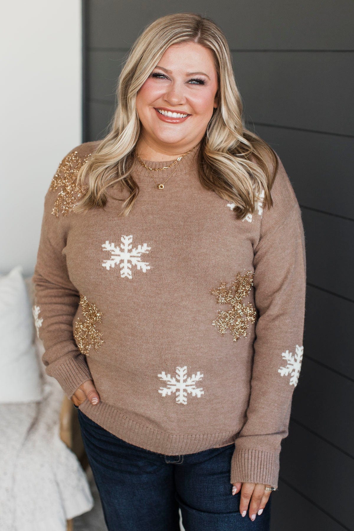 That First Snow Feeling Knit Sweater- Mocha - Image 4