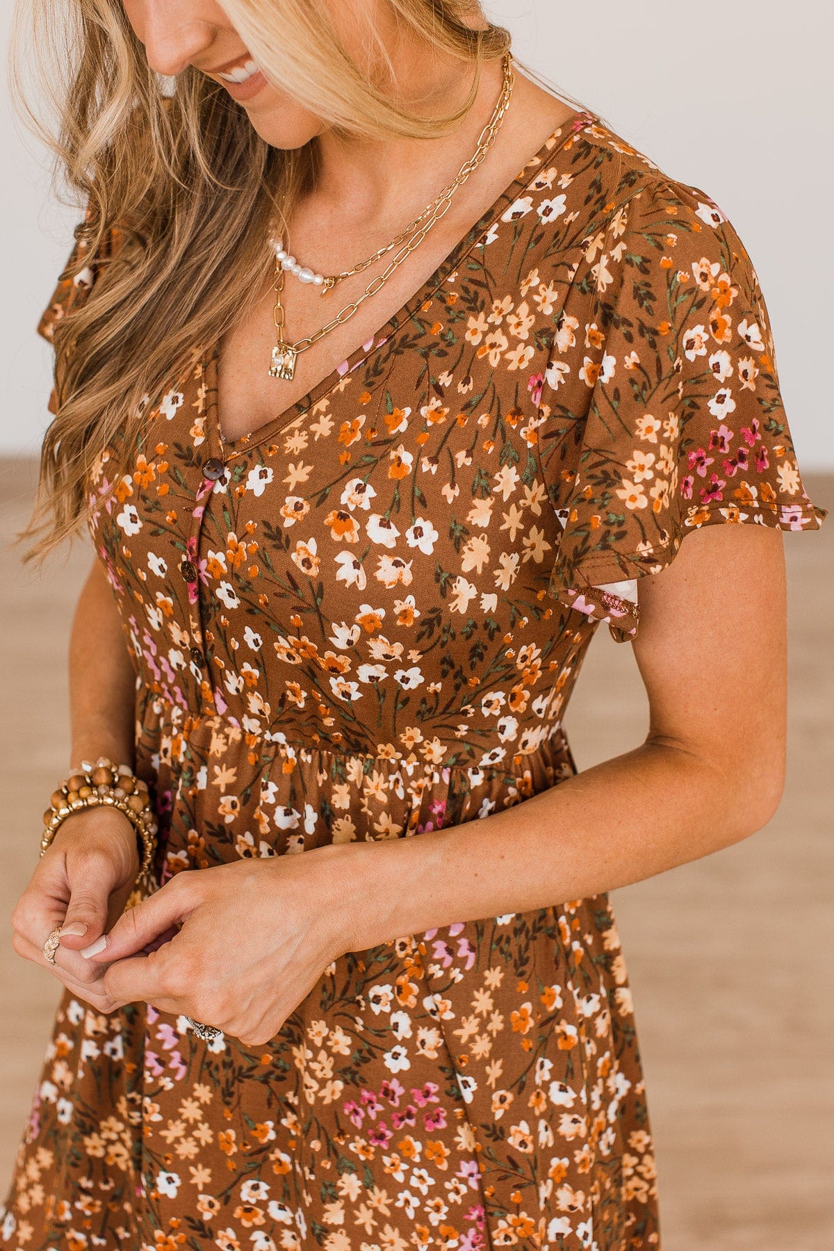 That Forever Feeling Floral Dress- Brown - Image 3