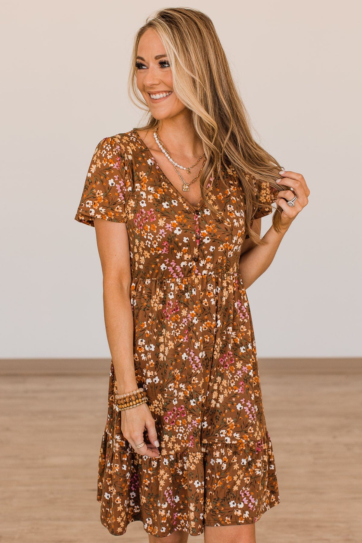 That Forever Feeling Floral Dress- Brown - Image 4