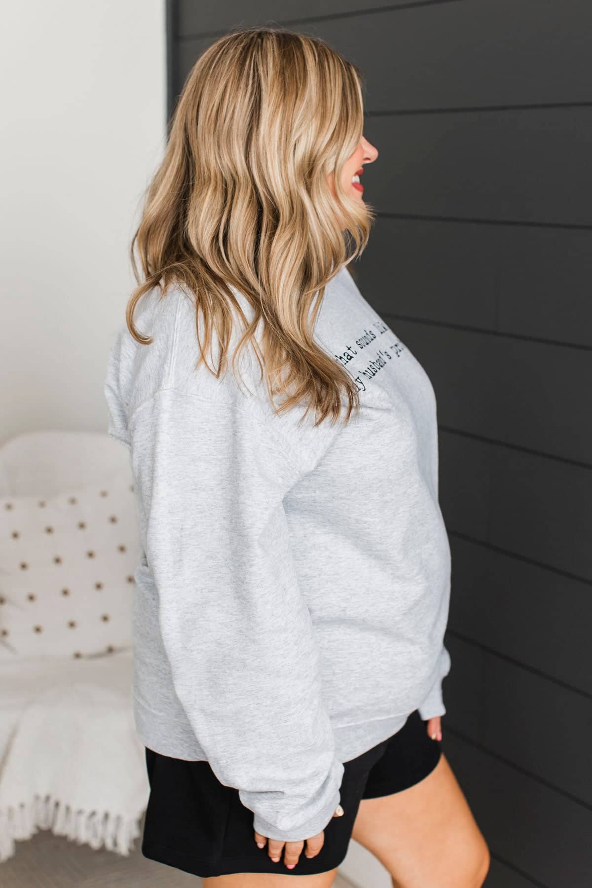 "That Sounds Like My Husbands Problem" Crew Neck- Light Heather Grey - Image 6