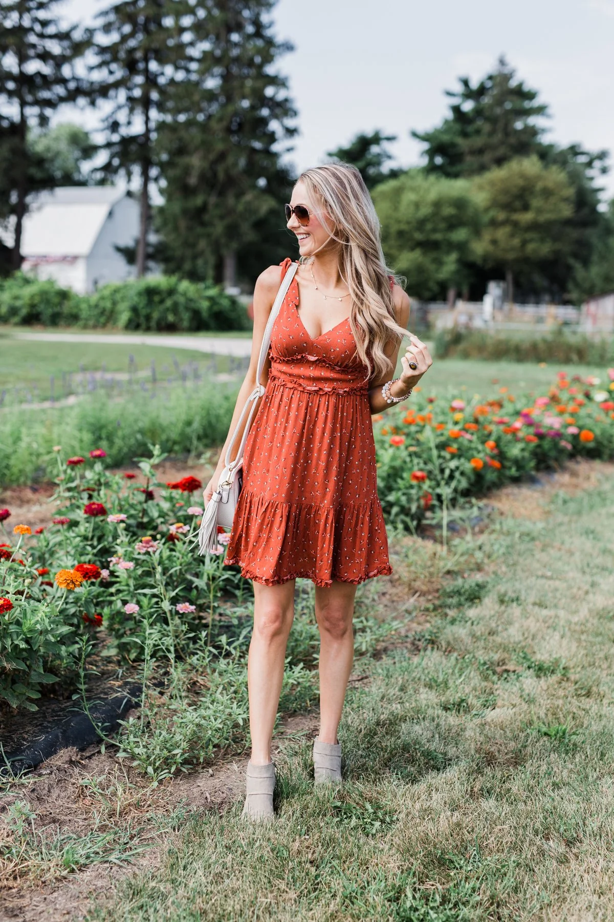 The Beautiful Life Floral Ruffle Dress- Rust - Image 2