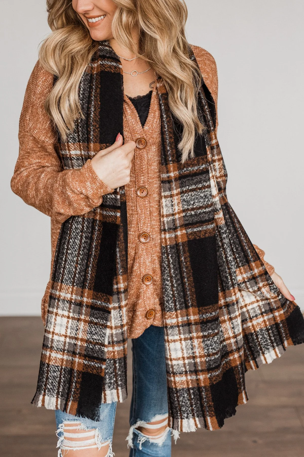 The Best Of Times Plaid Scarf- Black - Image 2