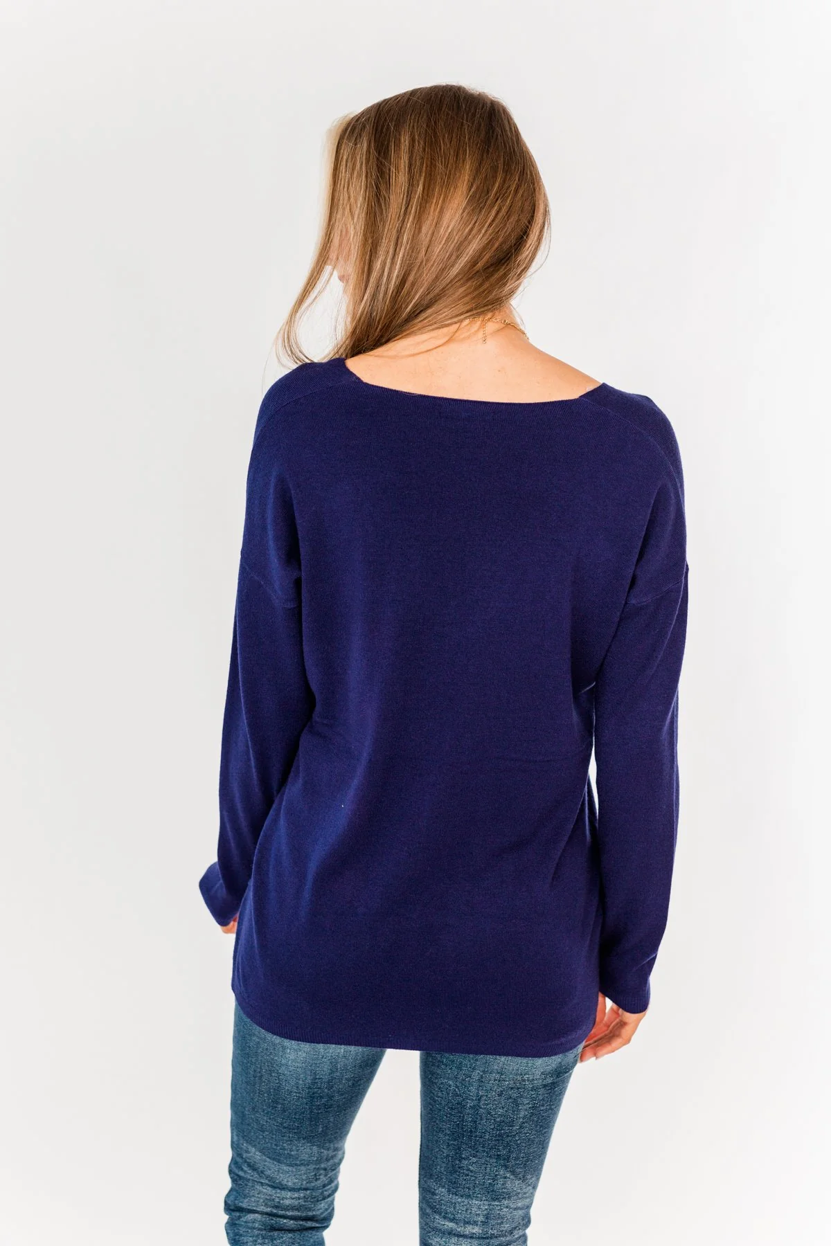 The Best Part V-Neck Sweater- Navy - Image 9