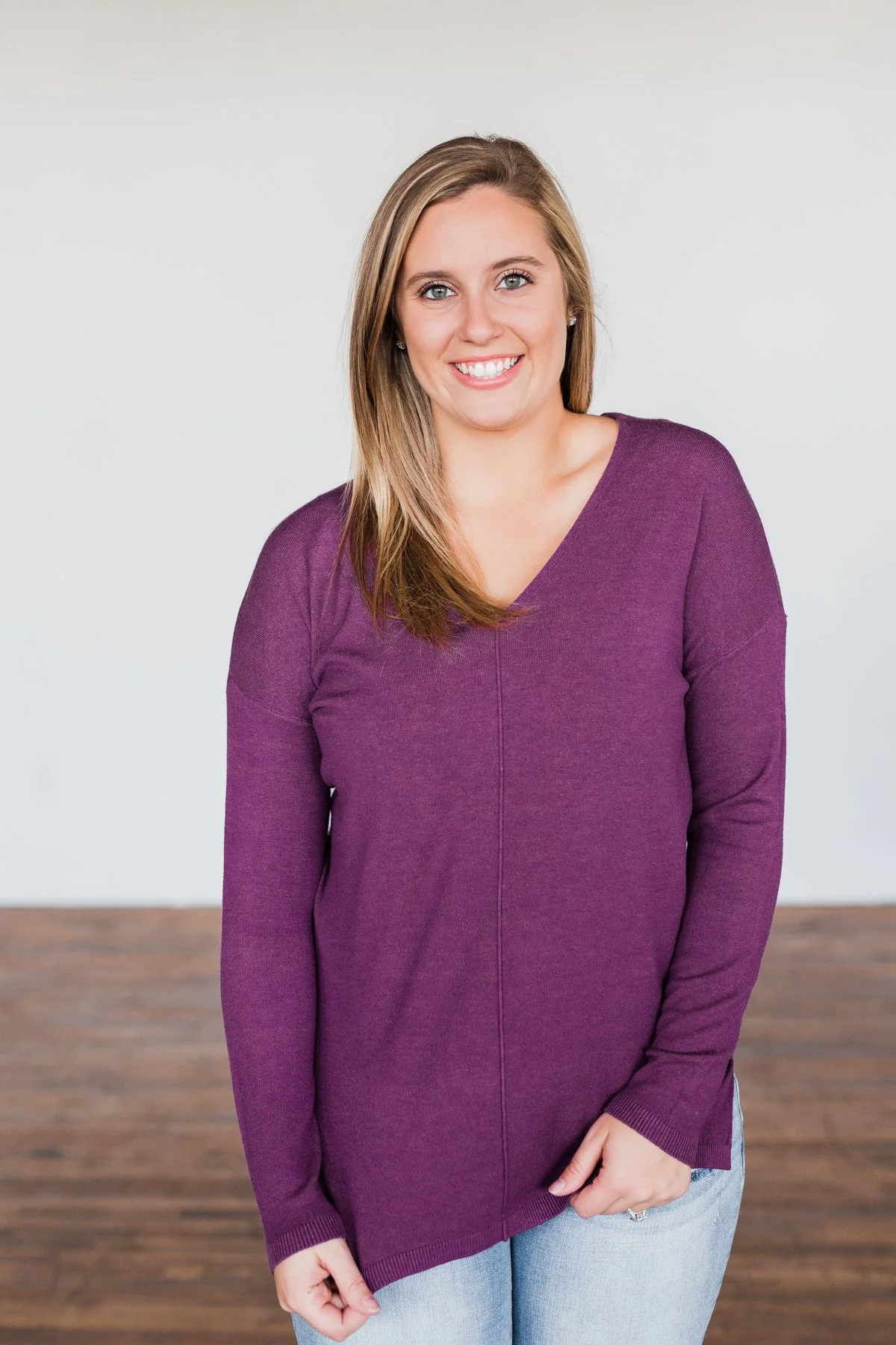The Best Part V-Neck Sweater- Purple - Image 2