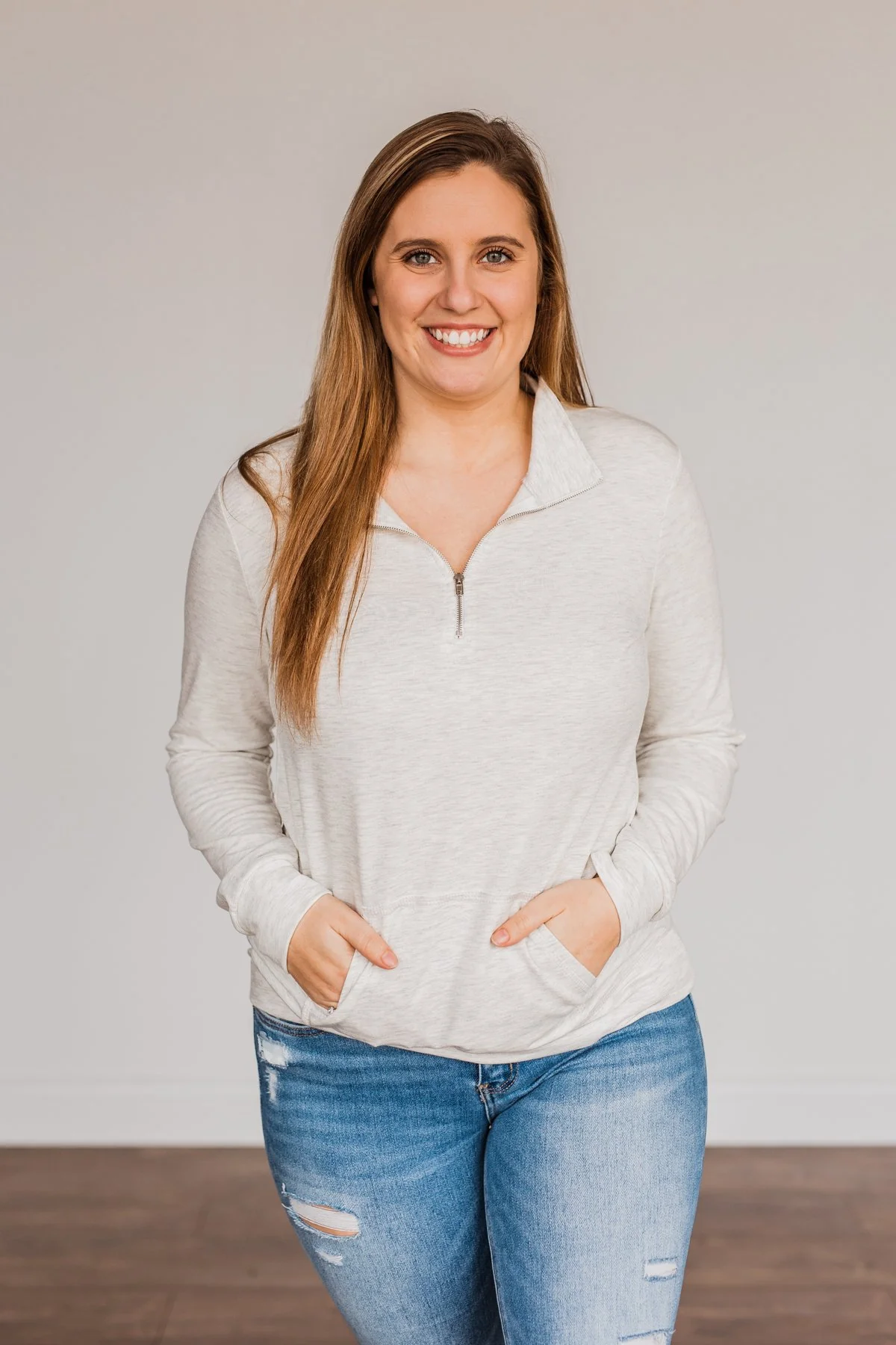 The Coming Season 1/4 Zip Pullover- Ash Grey - Image 10