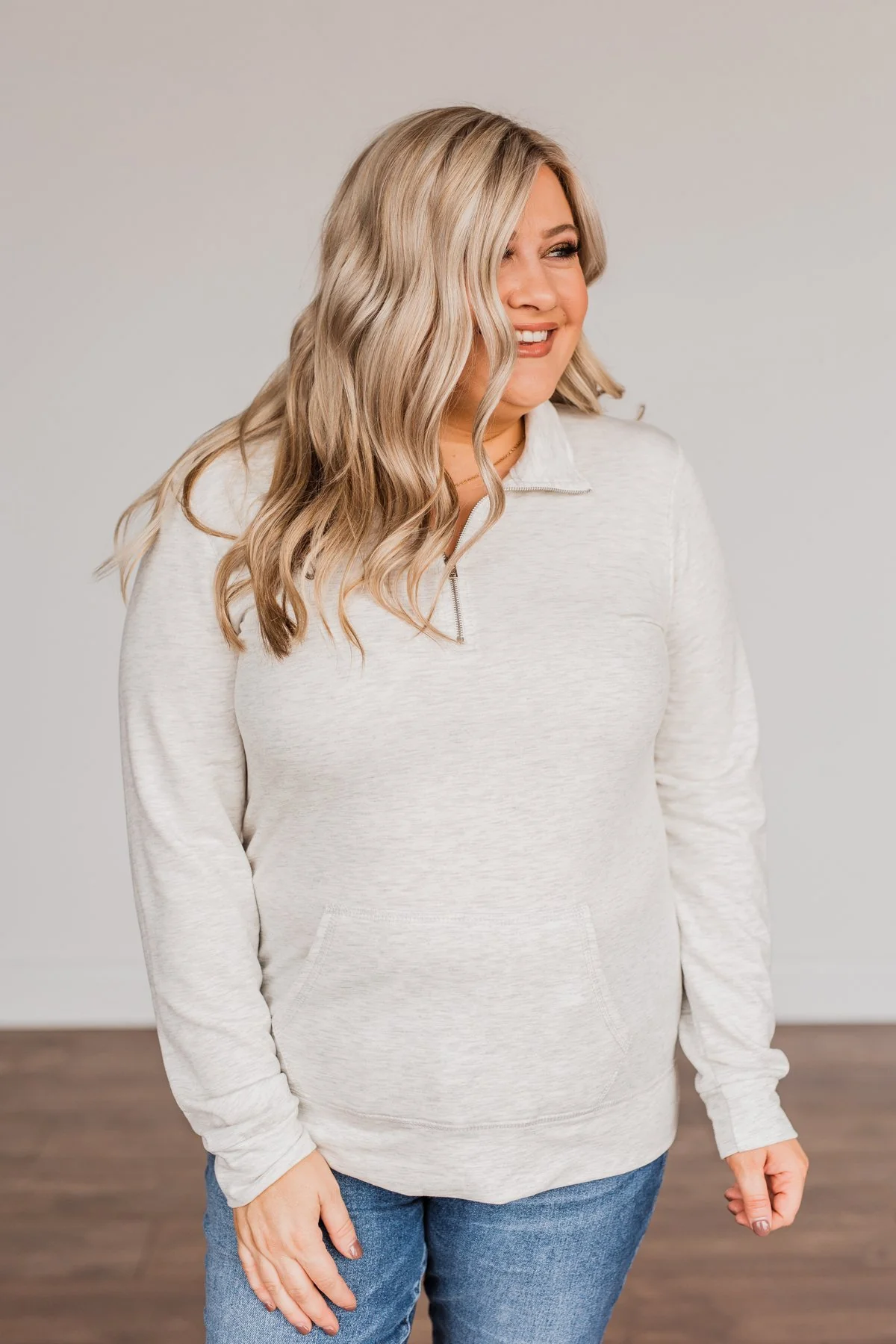 The Coming Season 1/4 Zip Pullover- Ash Grey - Image 4