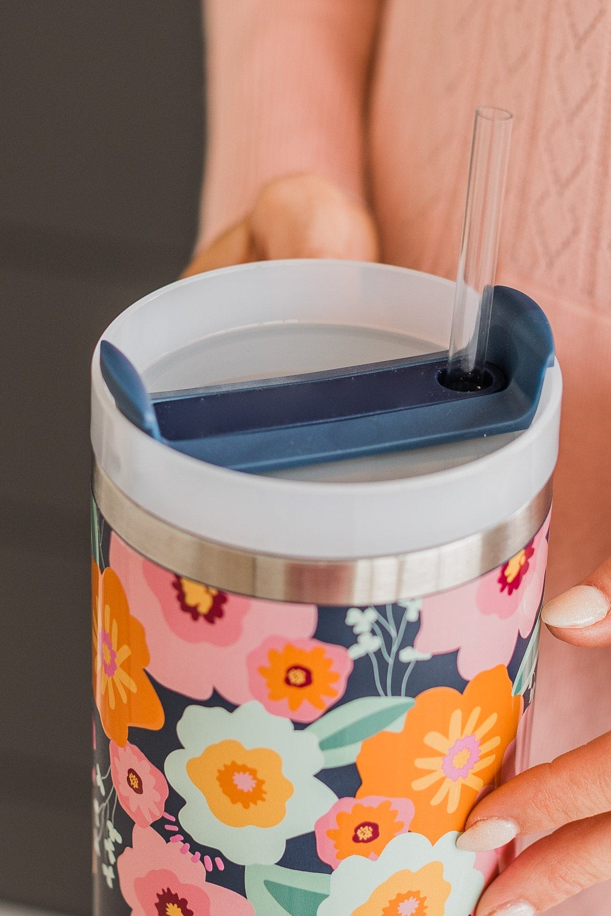 The Darling Effect Travel Tumbler- Navy Floral - Image 3