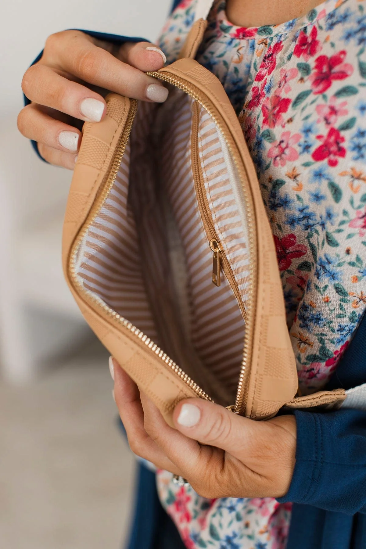 The Darling Effect Urban Check Belt Bag- Tan - Image 3