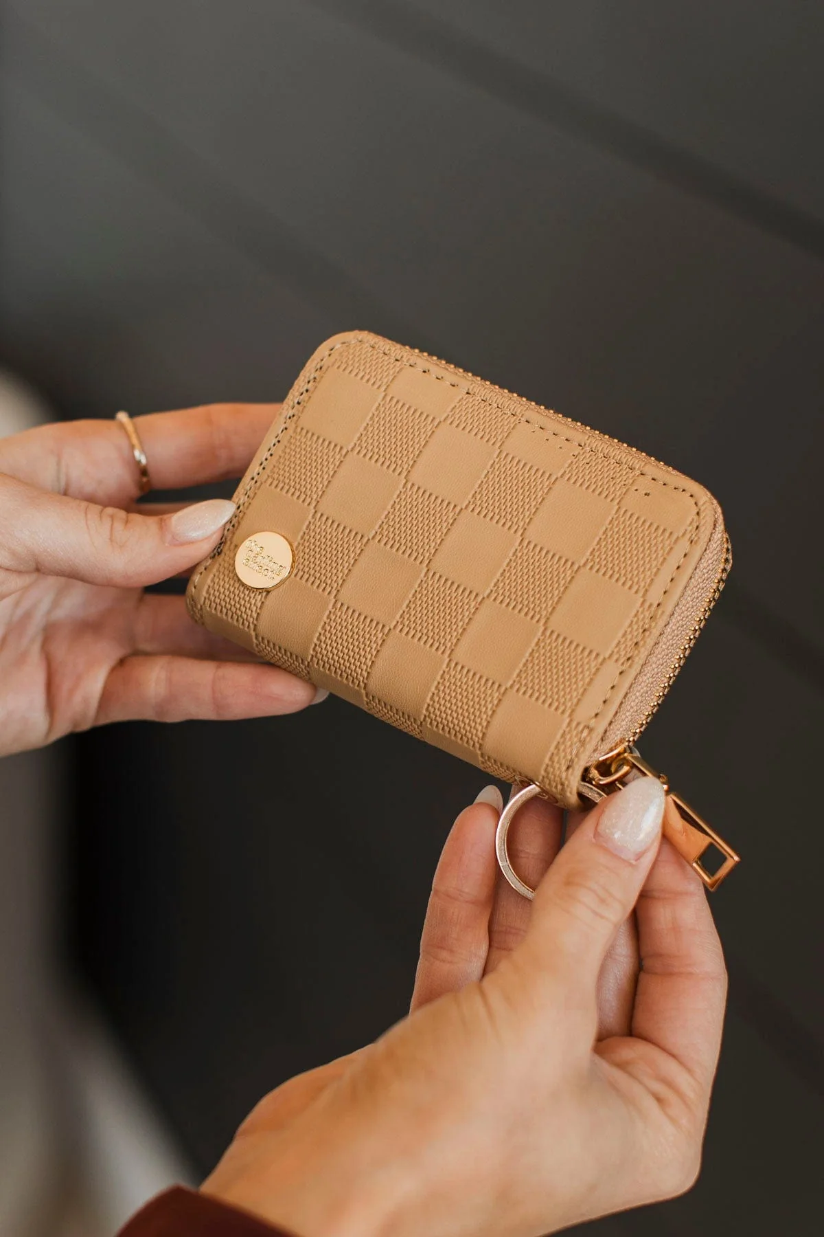 The Darling Effect Zip Around Wallet- Tan Check - Image 4