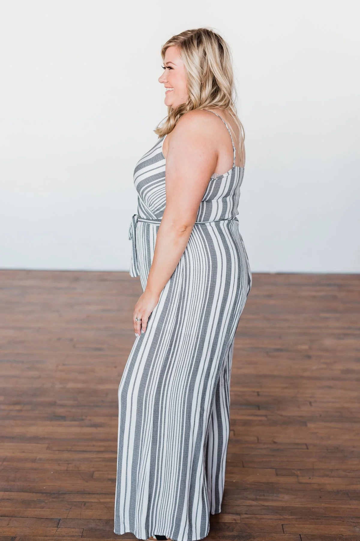 The Day Is Calling Striped Jumpsuit- Black & Ivory - Image 12