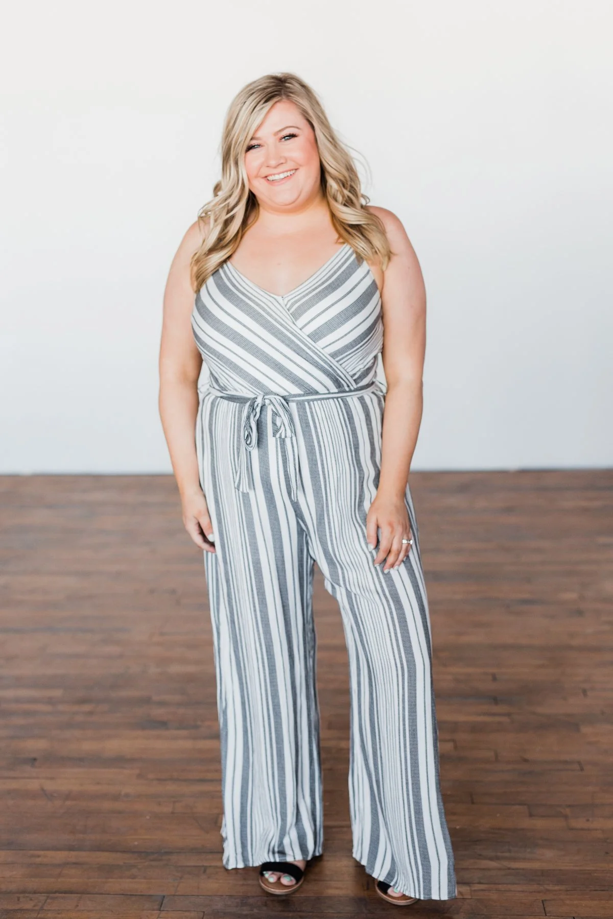 The Day Is Calling Striped Jumpsuit- Black & Ivory - Image 4