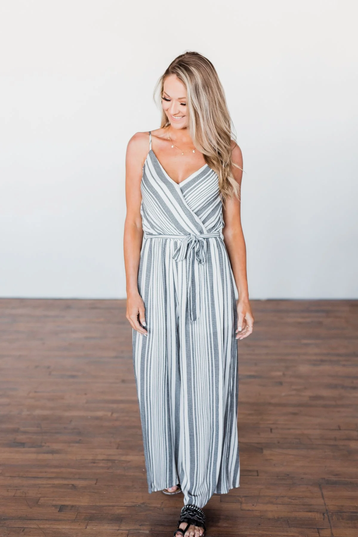 The Day Is Calling Striped Jumpsuit- Black & Ivory - Image 5