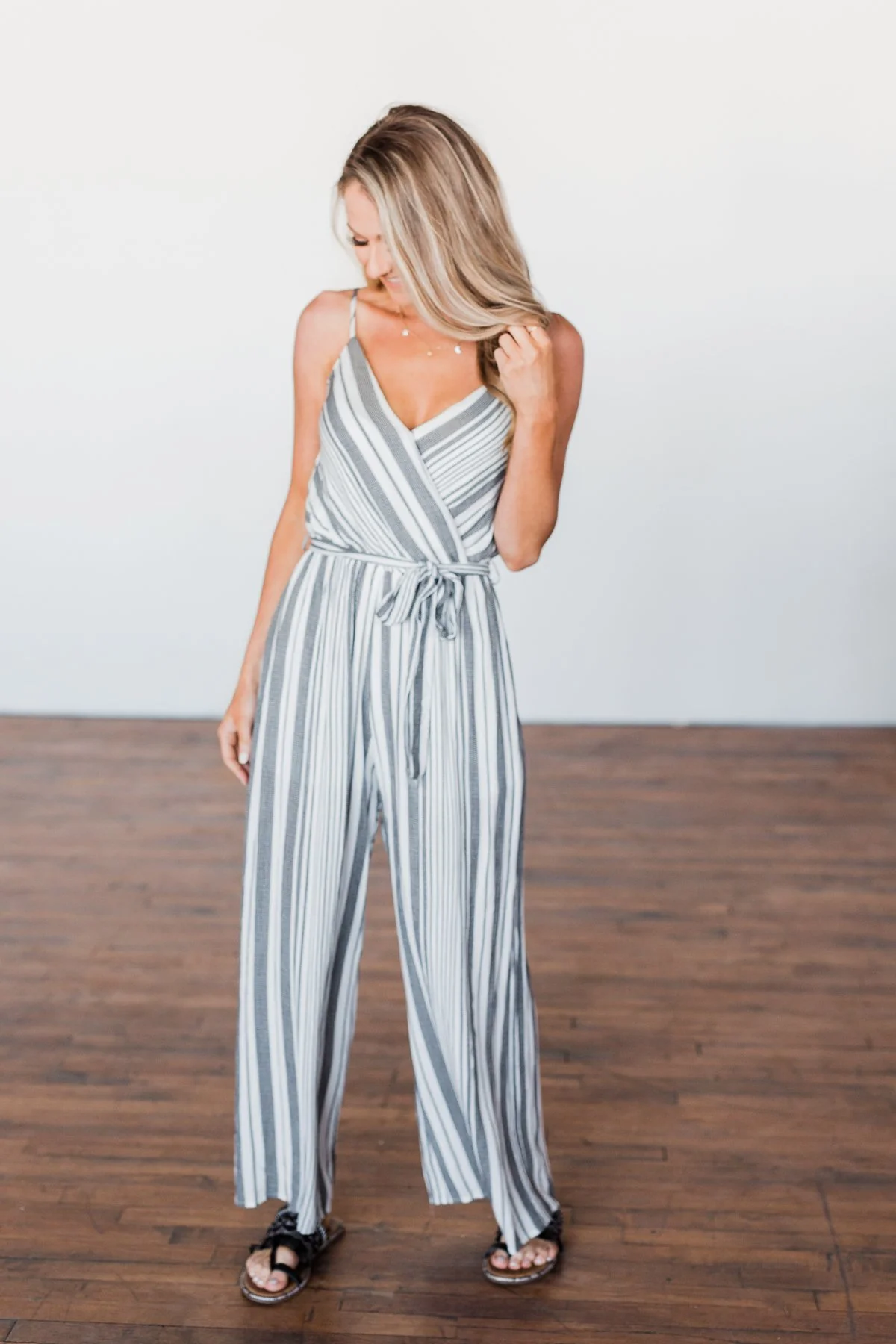 The Day Is Calling Striped Jumpsuit- Black & Ivory - Image 9