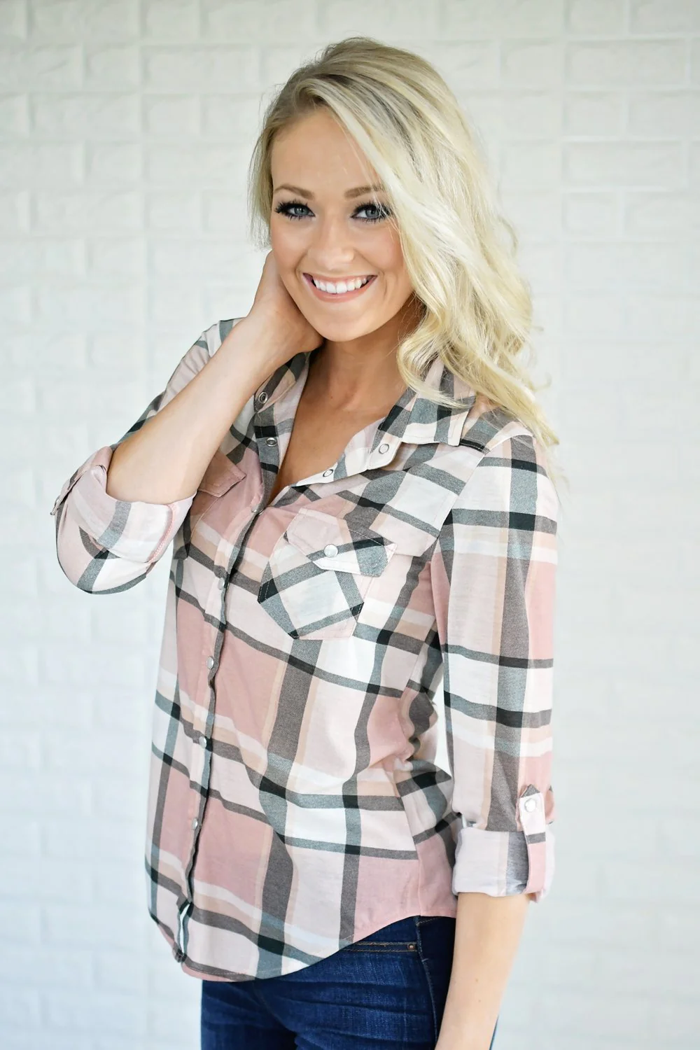 The Essential Plaid Top ~ Blush - Image 3