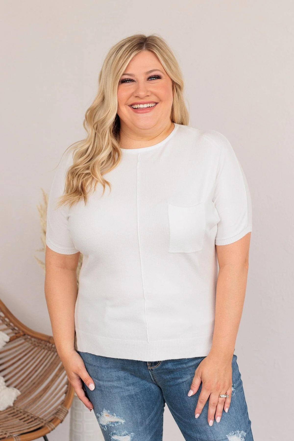 The Fairest Of Them All Pocket Top- Off White - Image 2